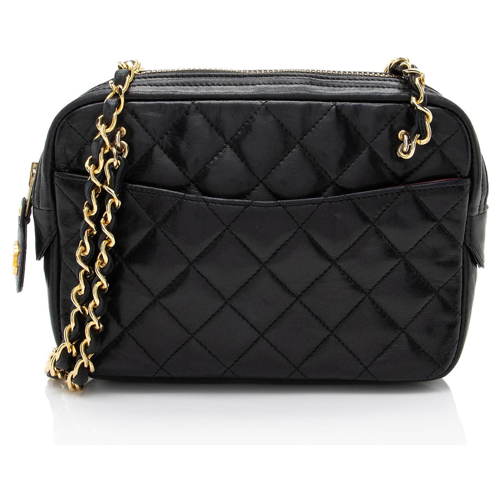 Chanel Vintage Lambskin Chain Camera Bag Black Leather  ref.2326402