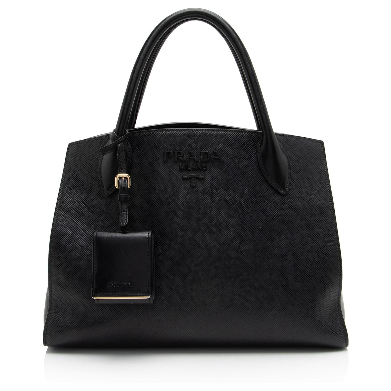 Prada Saffiano Cuir Leather Monochrome Medium Tote Black  ref.2326395