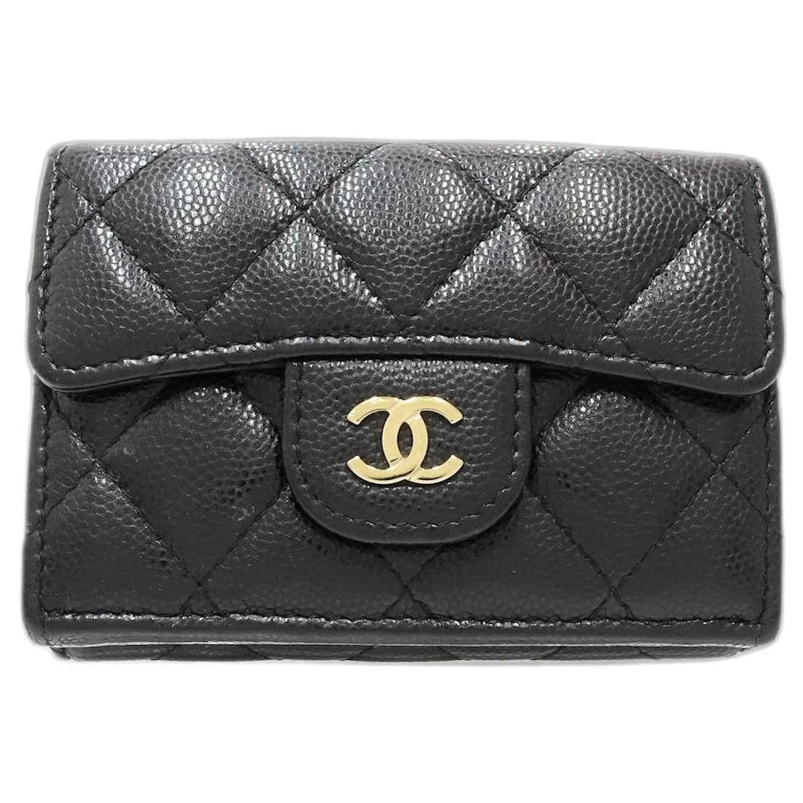 Chanel Classic Small Flap Caviar Skin Wallet Black Leather  ref.2326377
