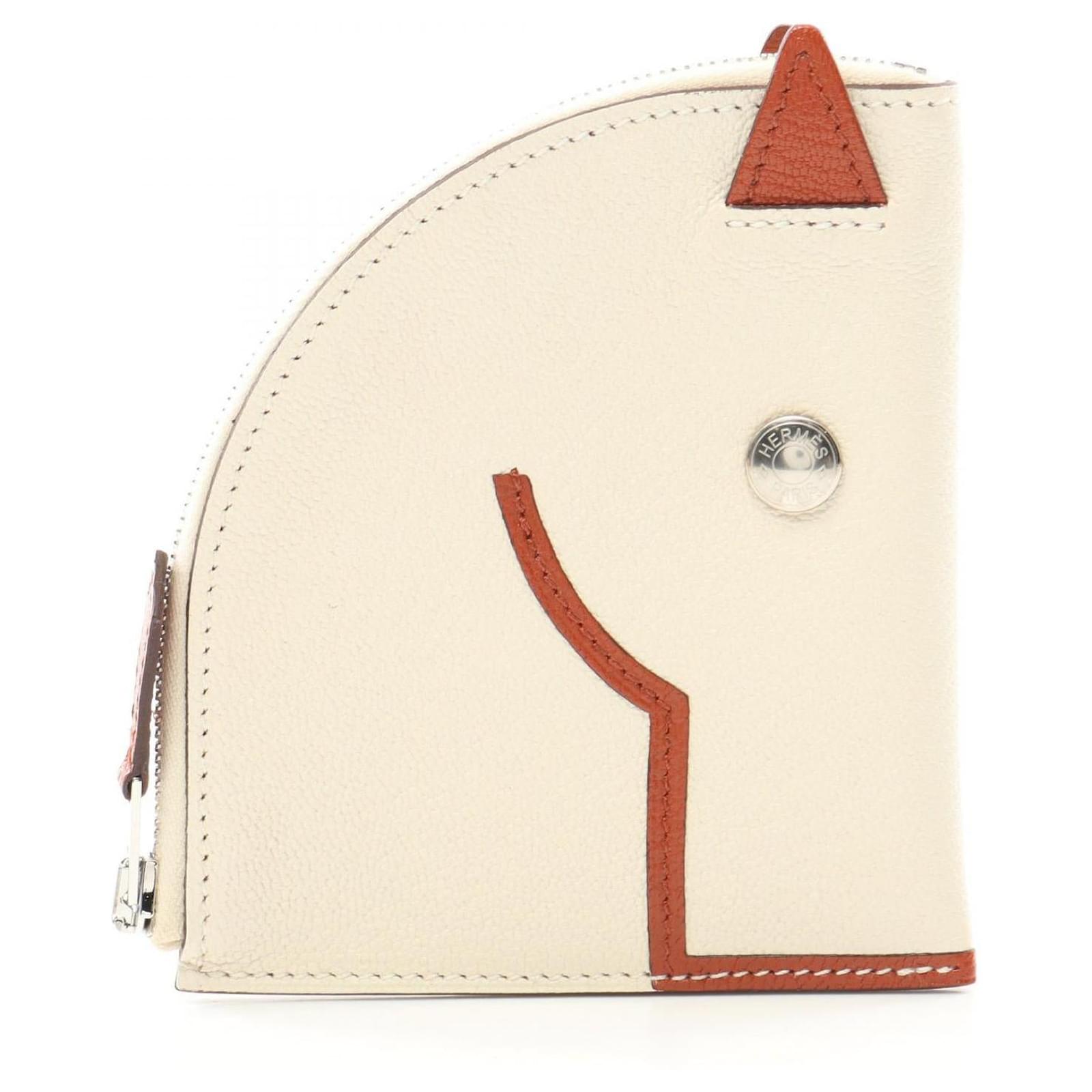Hermès Hermes Paddock Chevre Coin Case White Leather  ref.2326373