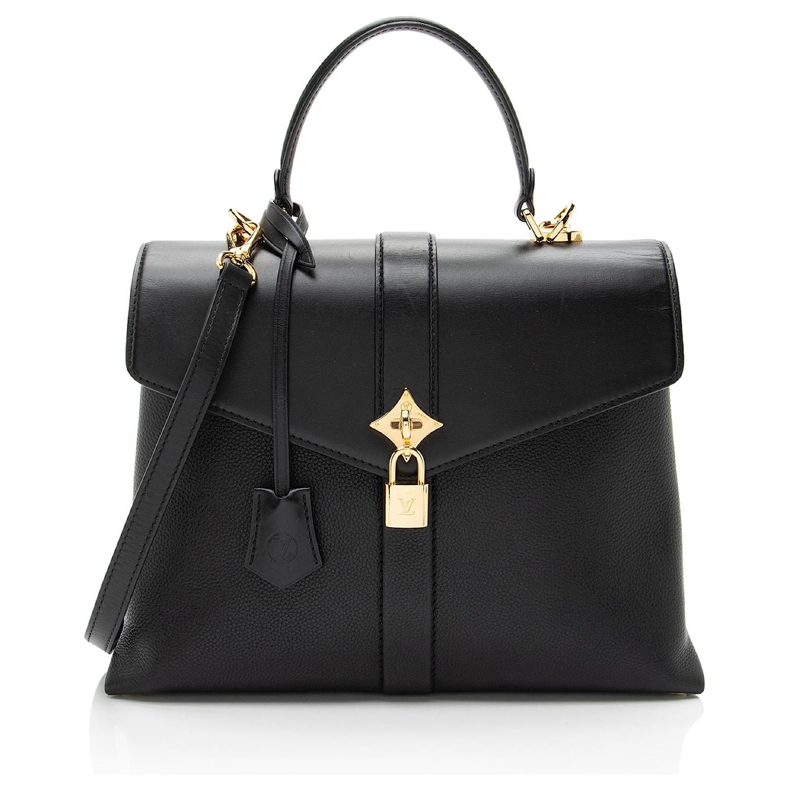Louis Vuitton Calfskin Rose Des Vents MM Top Handle Black Leather Pony-style calfskin  ref.2326364
