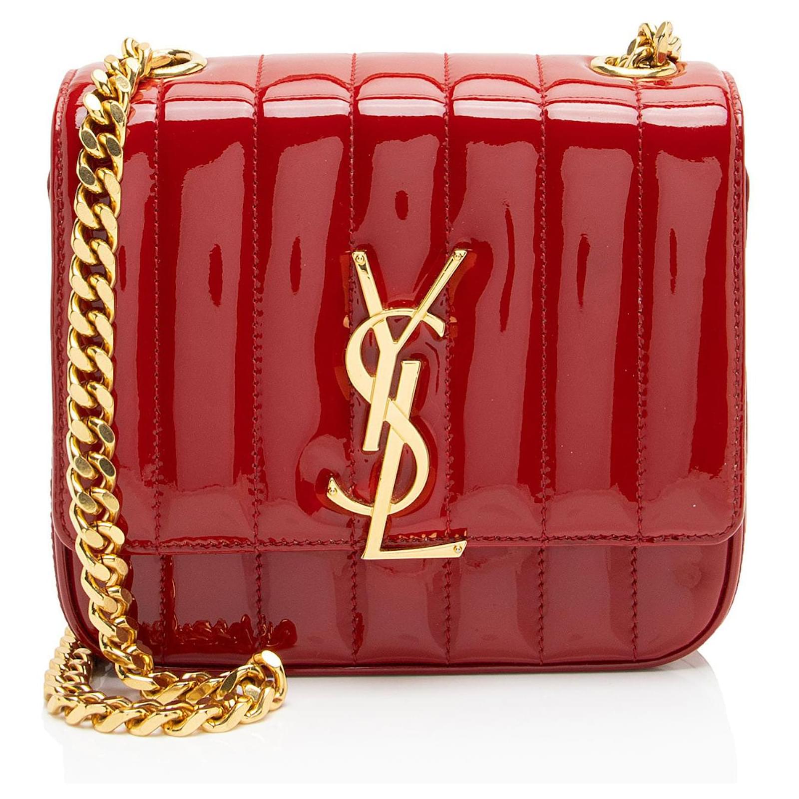 Saint Laurent Patent Leather Monogram Vicky Small Shoulder Bag Red  ref.2326361