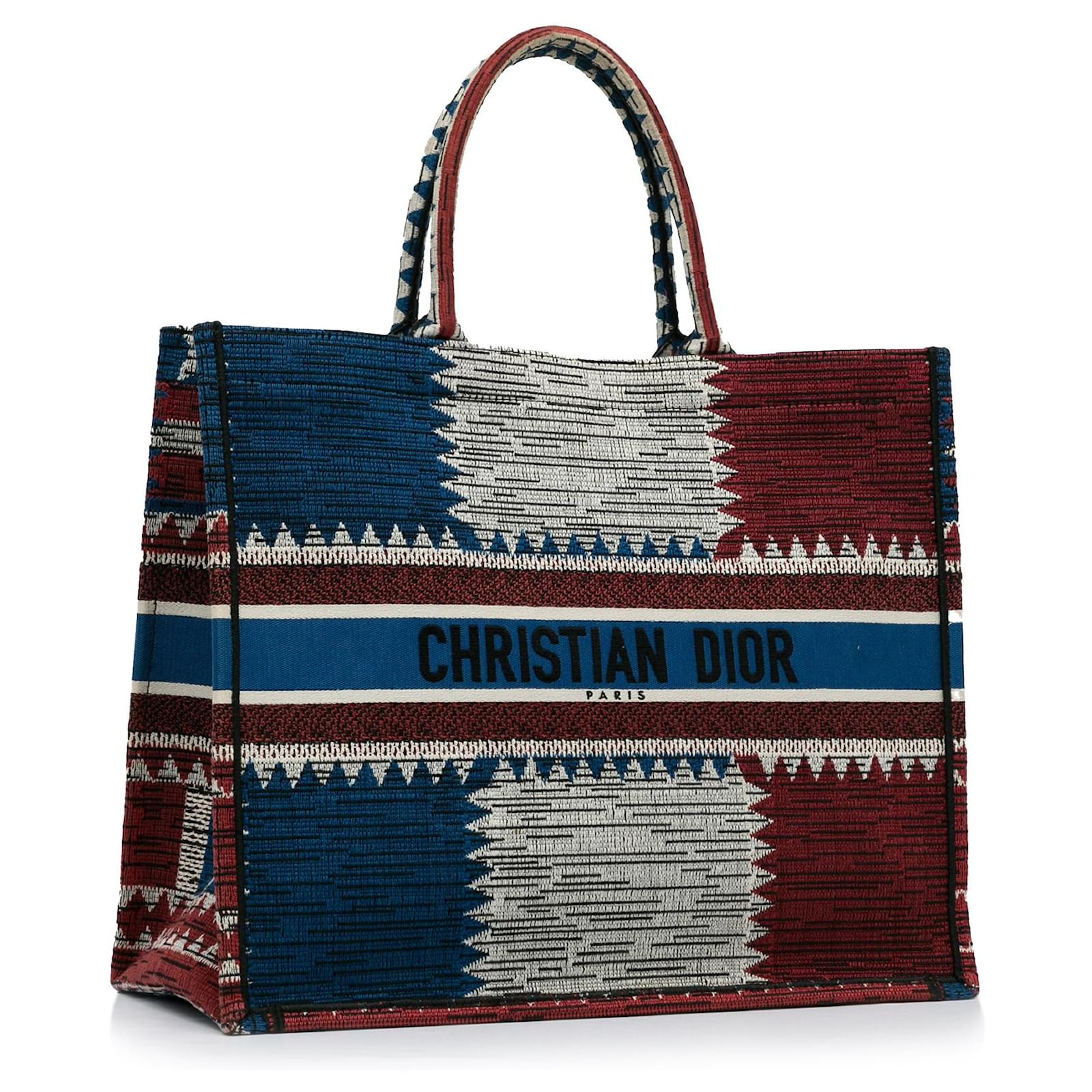 Dior Large French Flag Book Tote Blue Leather  ref.2326356