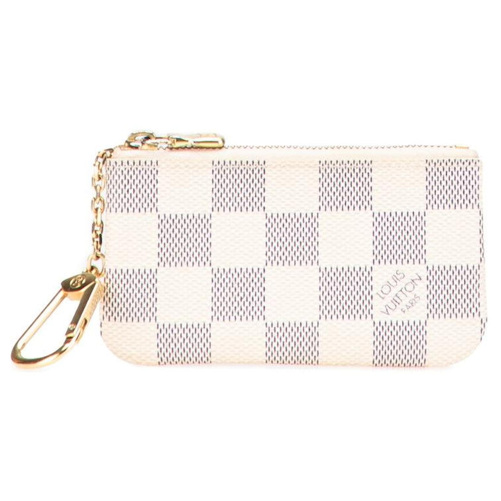 Louis Vuitton Pochette Clé Damier Azur Coin Case White Cloth  ref.2326315