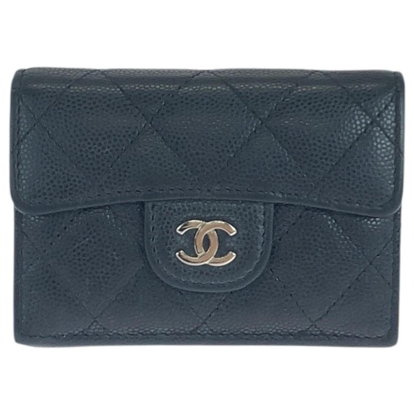 Chanel Coco Mark Matelasse Lambskin Wallet Black Leather  ref.2326303