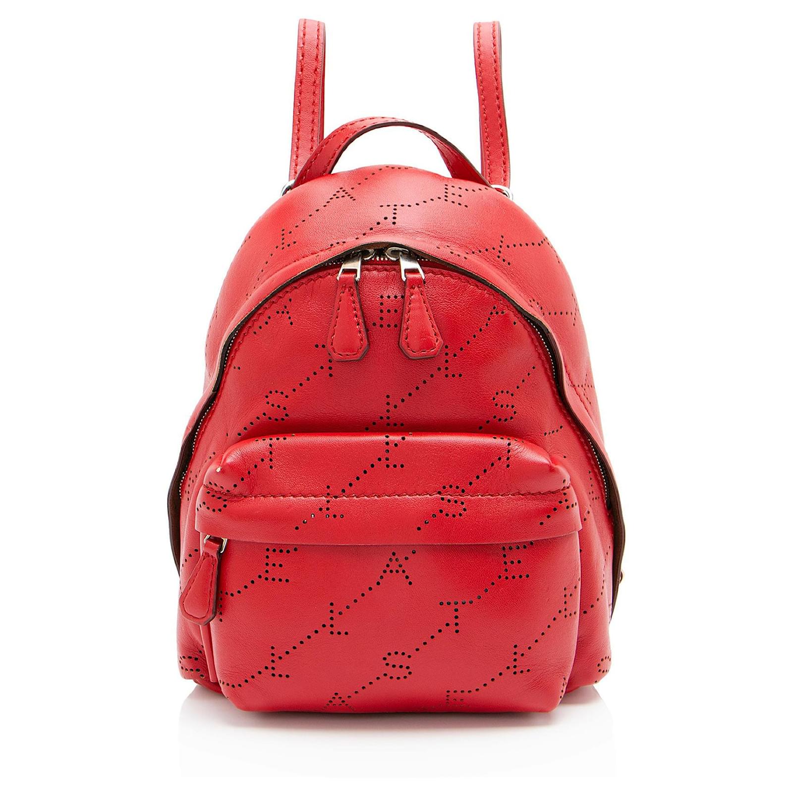 Stella Mc Cartney Stella McCartney Eco Alter Nappa Perforated Logo Mini Backpack Red Leather  ref.2326288