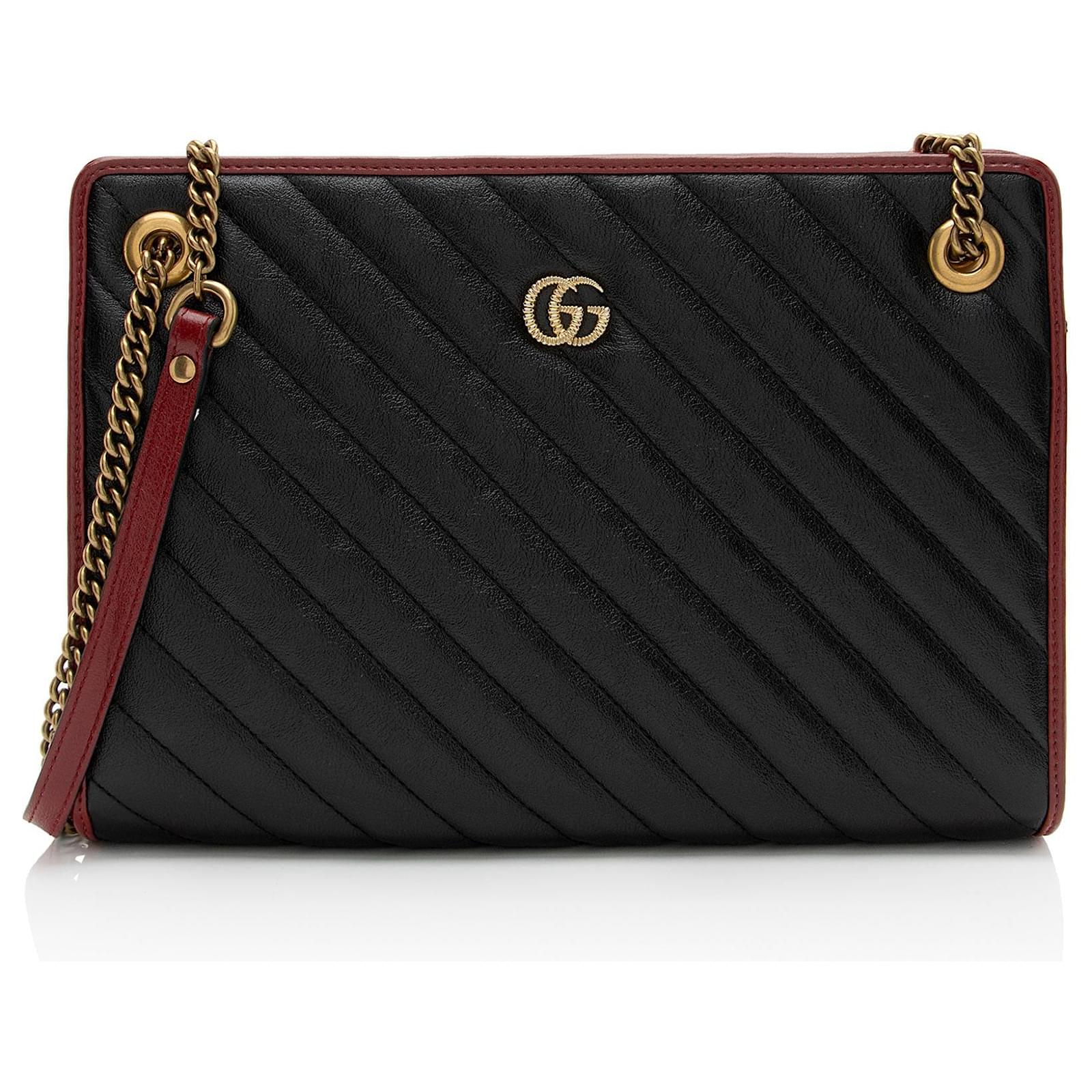 Gucci Matelasse Leather Torchon GG Marmont Chain Tote Black  ref.2326287