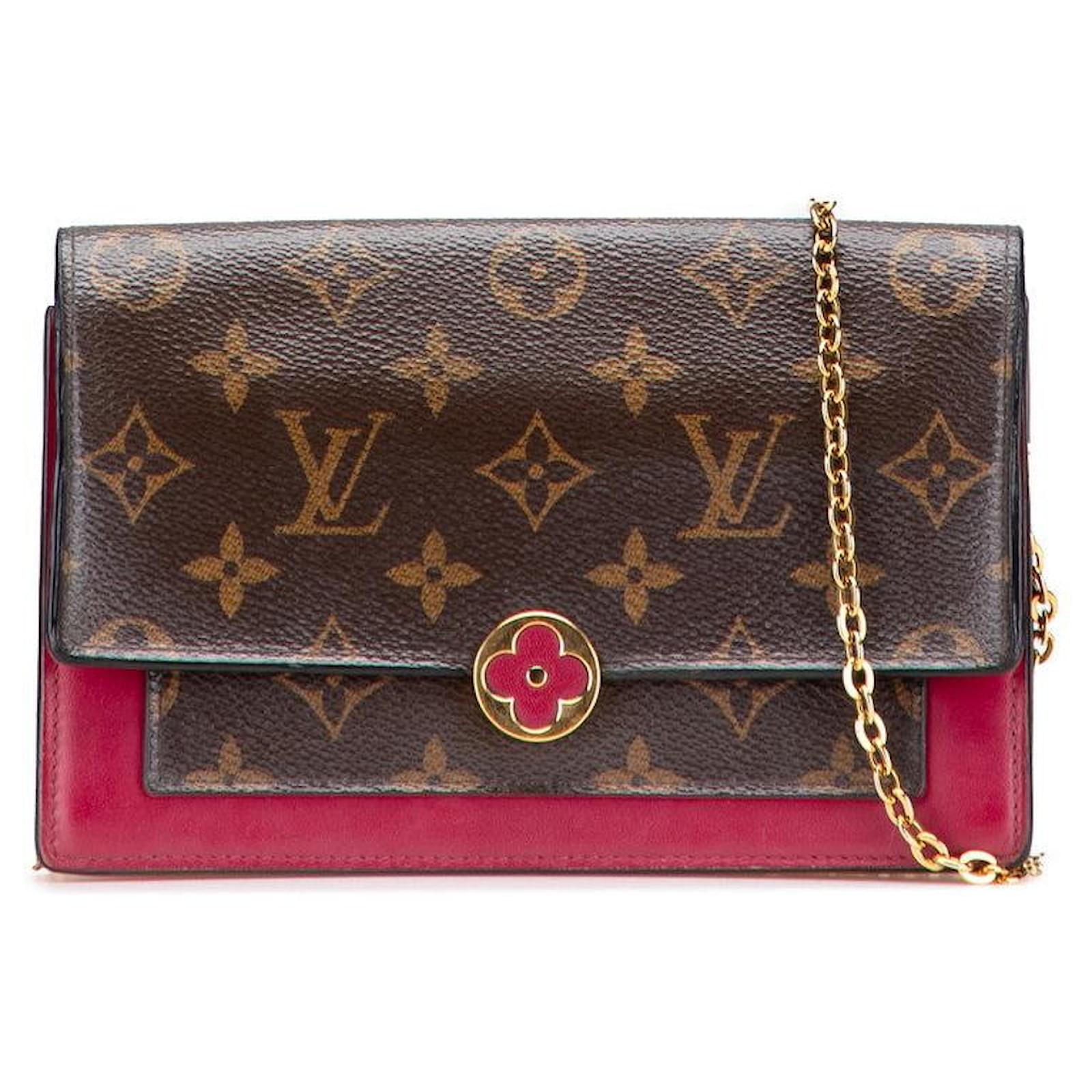 Louis Vuitton Portefeuille Flore Chain Monogram Shoulder Bag Brown Cloth  ref.2326264