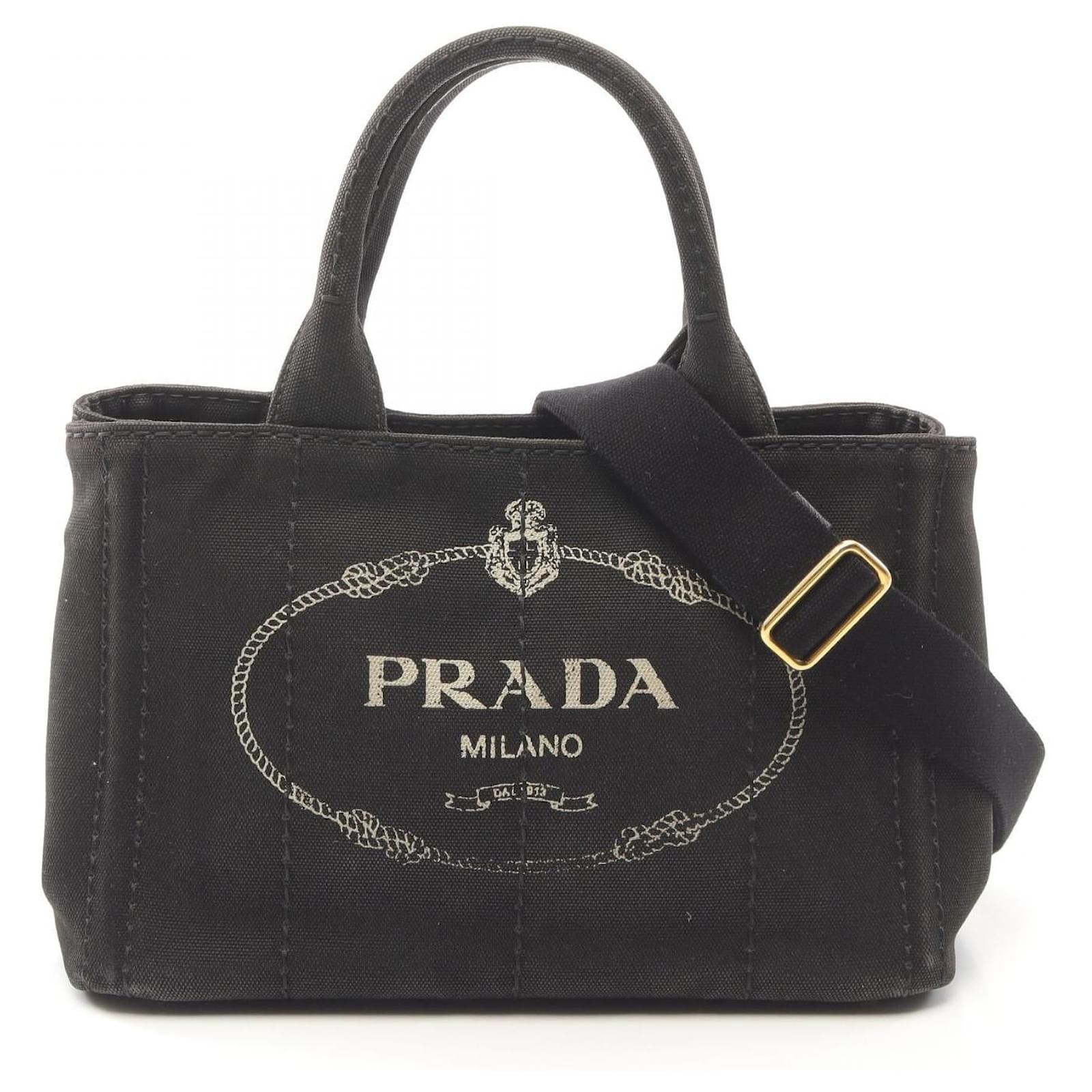 Prada CANAPA Canvas Tote Bag Black Cloth  ref.2326263