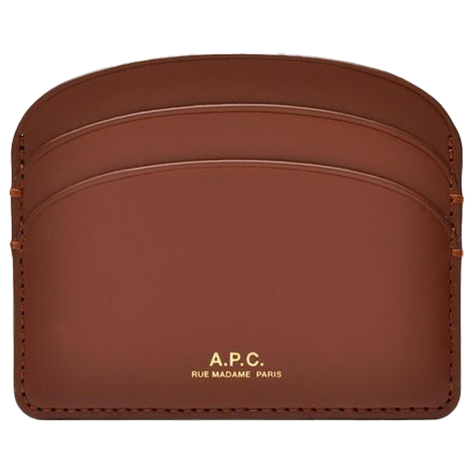 Apc Demi-Lune Card Holder - A.P.C. - Hazelnut - Leather Brown Pony-style calfskin  ref.2326257