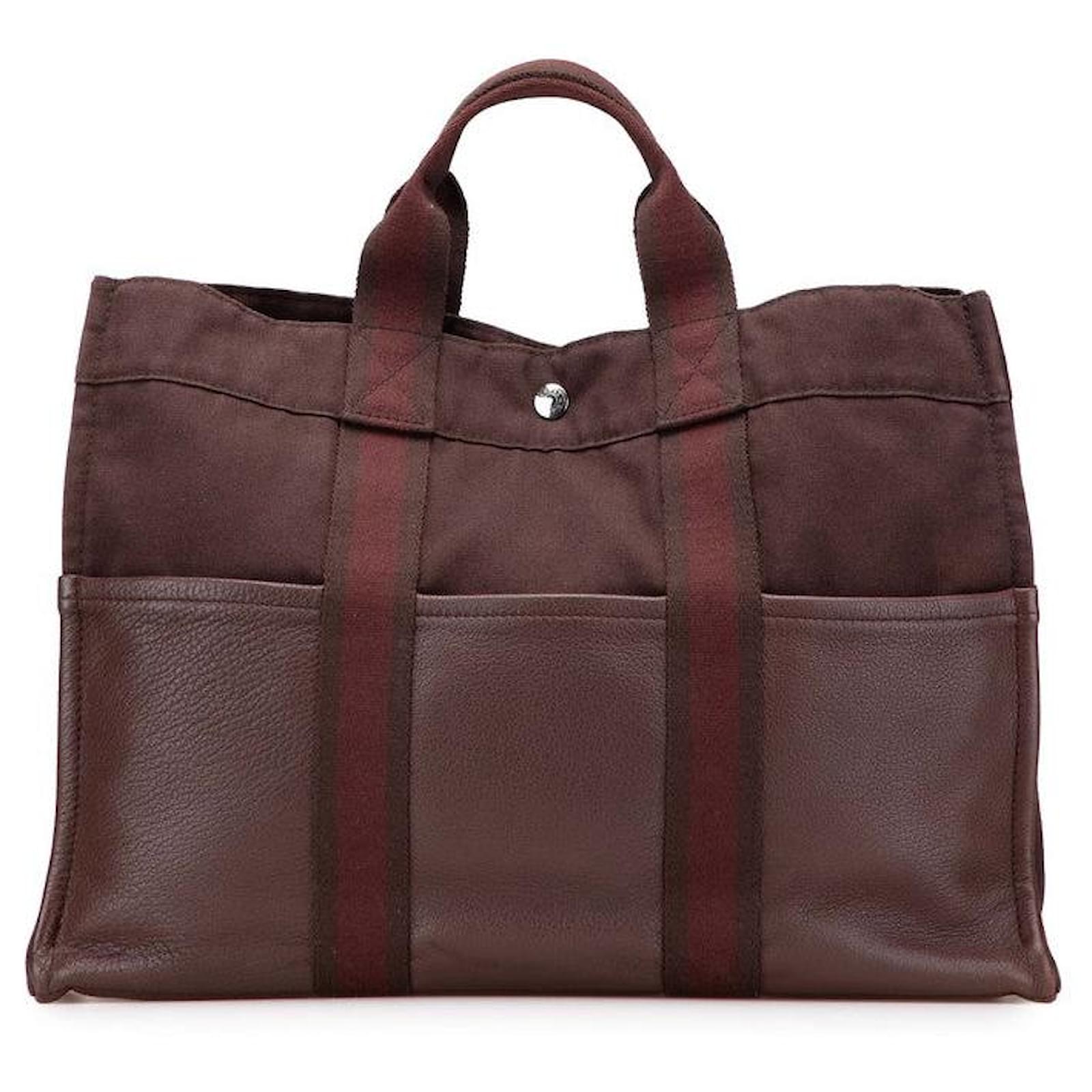 Hermès Hermes Fourre Tout MM Half Leather Tote Bag Canvas Leather Brown Cloth  ref.2326210