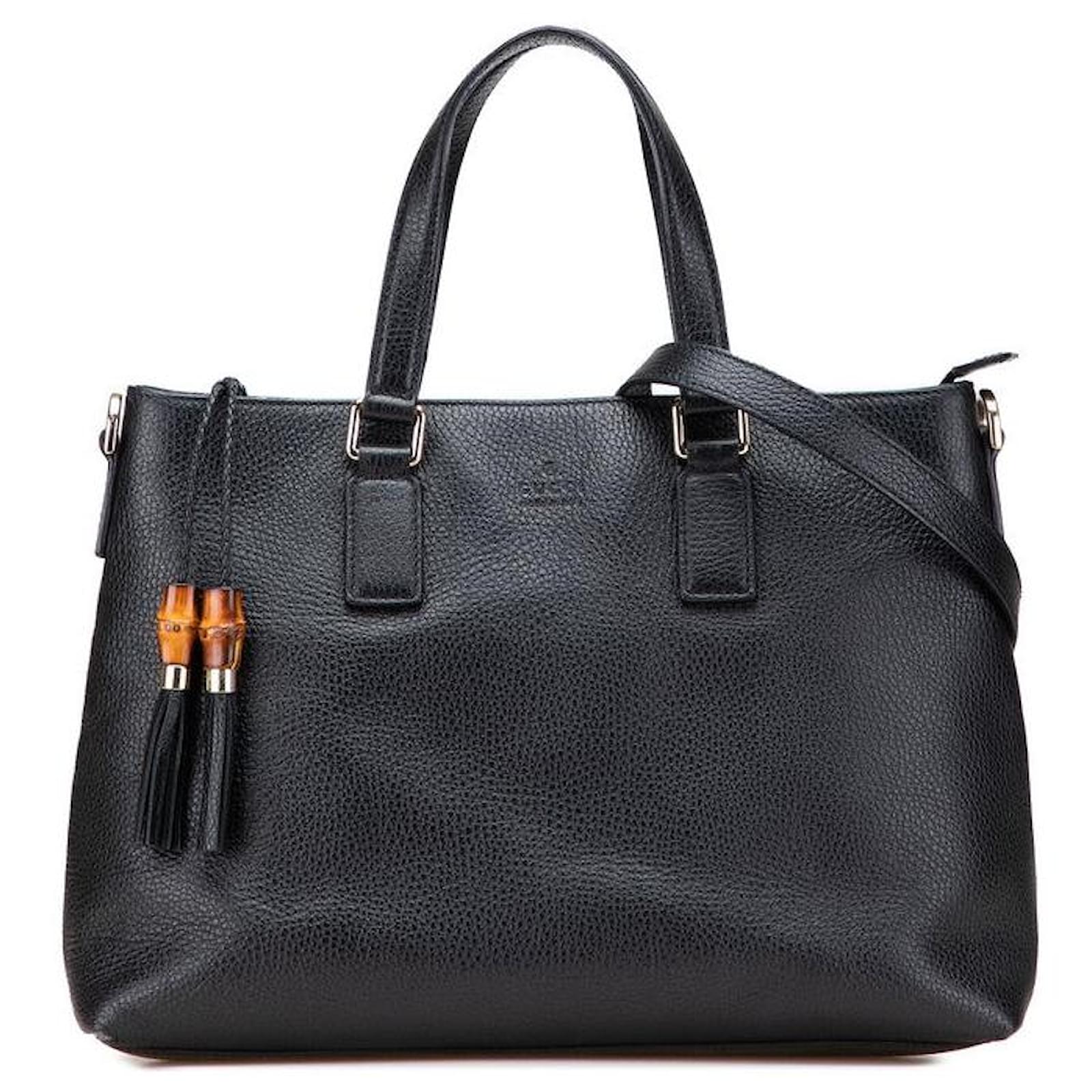 Gucci Bamboo Tassel 2way Handbag Black Leather  ref.2326190