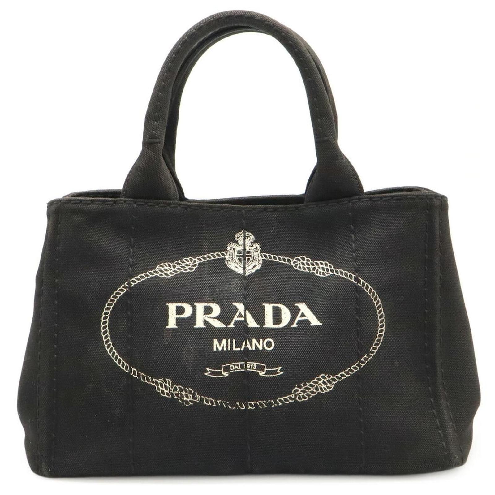 Prada CANAPA Canvas Tote Bag Black Cloth  ref.2326145