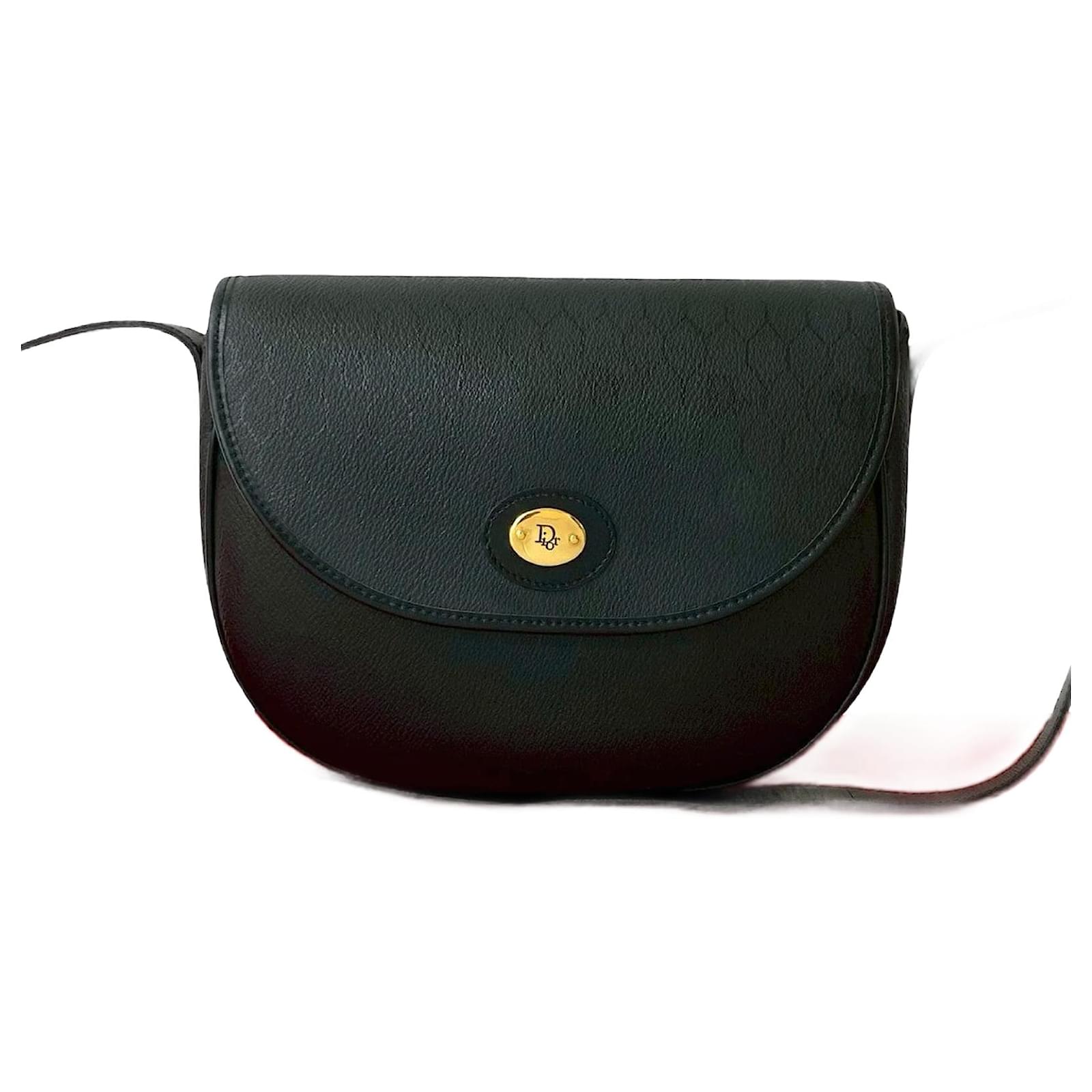 Christian Dior Honeycomb PVC Leather Shoulder Bag Black  ref.2326097