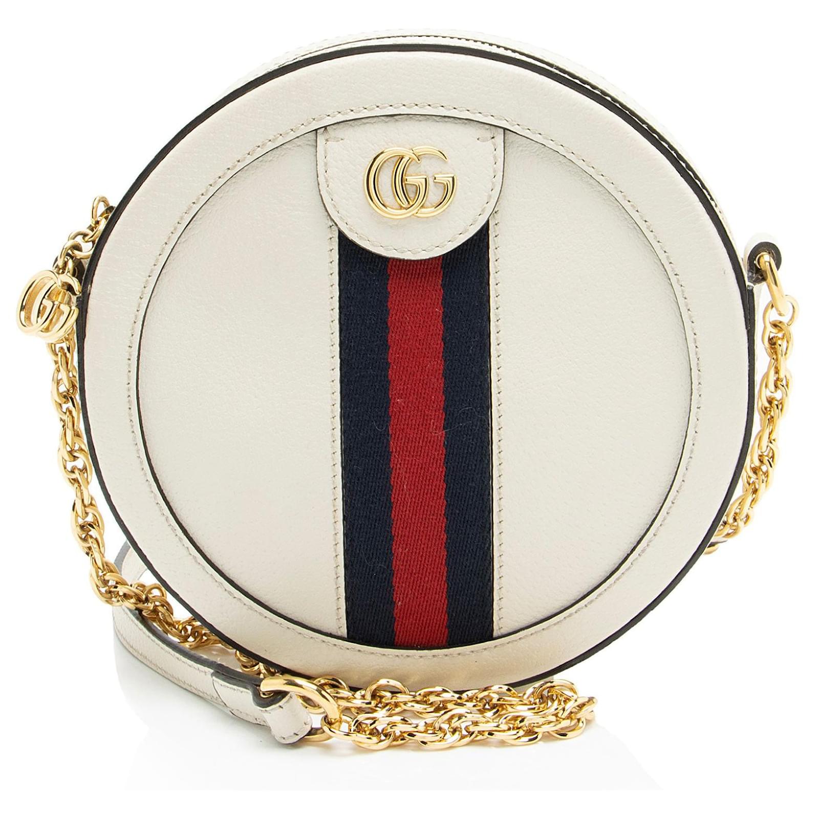Gucci Leather Ophidia Round Mini Shoulder Bag White  ref.2326036
