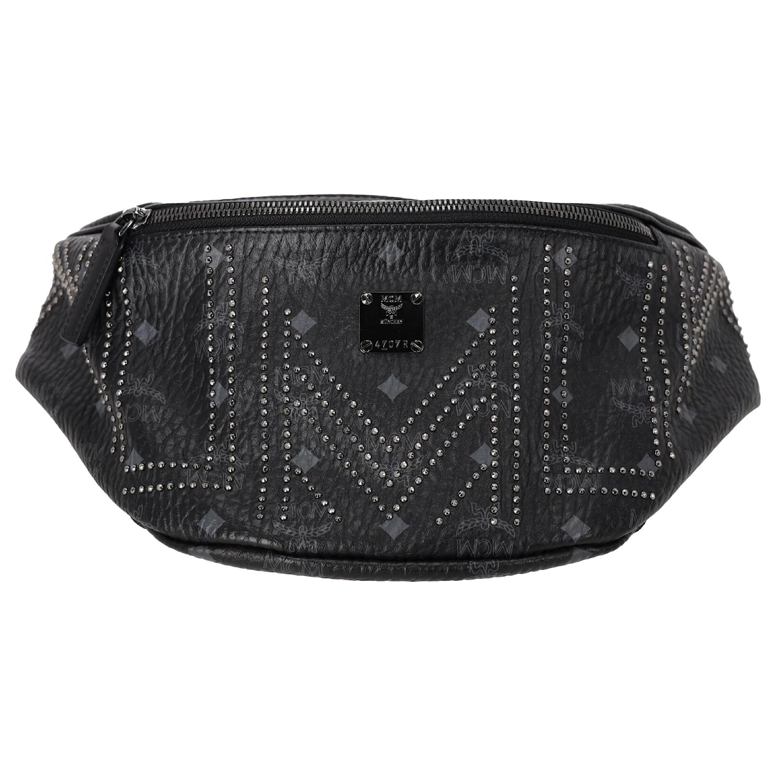  MCM  Stark Studded Belt Bag in Black Leather  ref.2325996