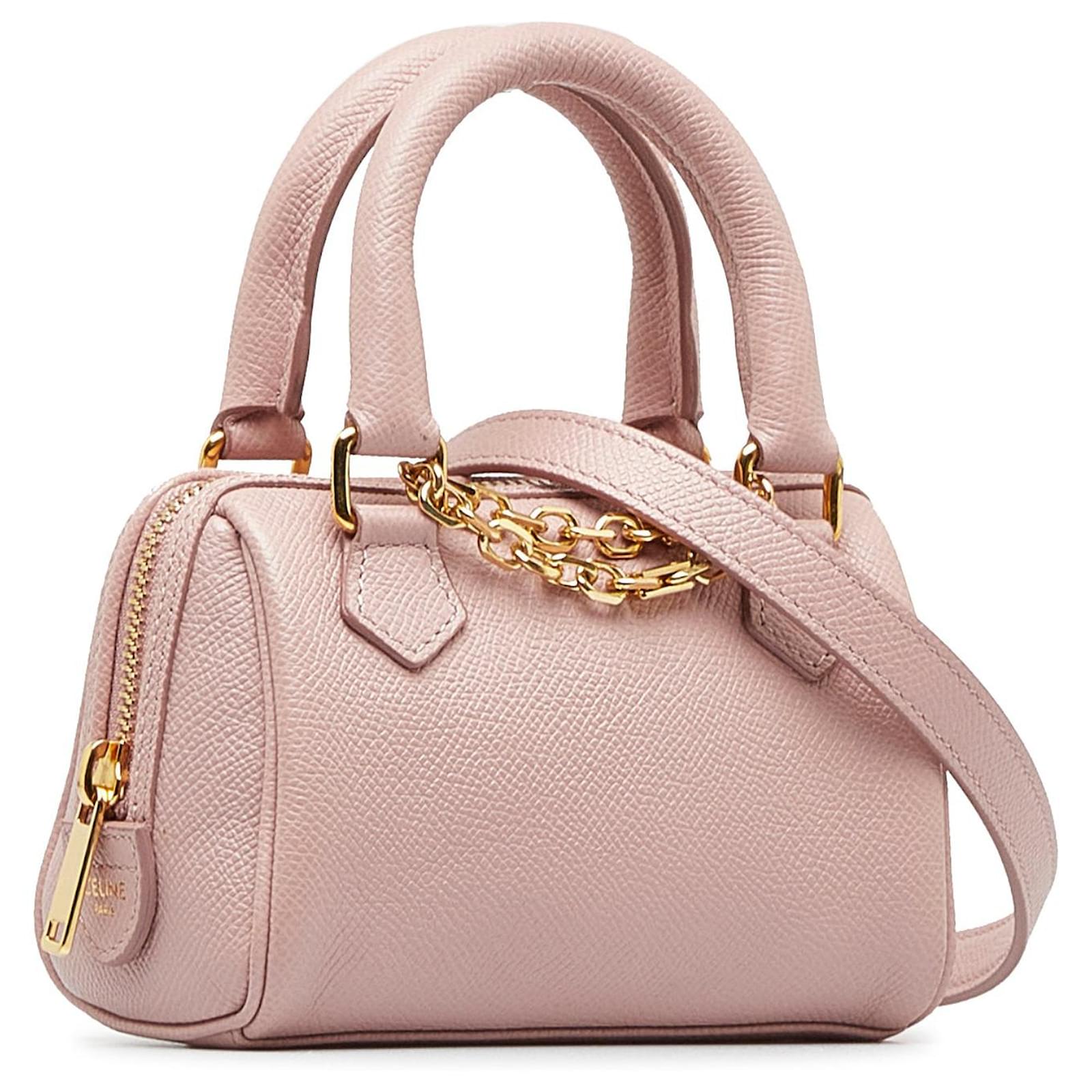 Céline Celine Mini Grained Leather Chain Boston Pink  ref.2325987