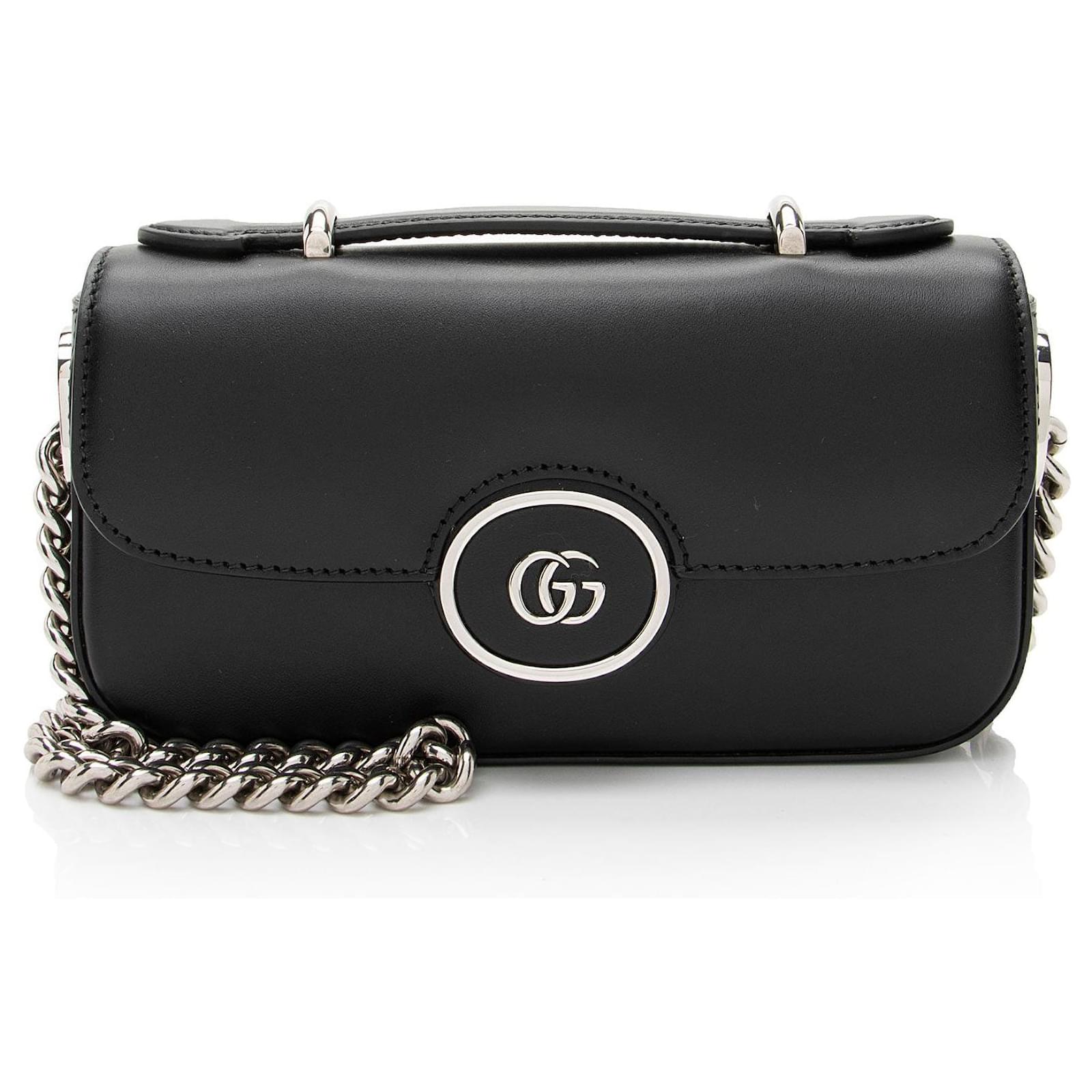 Gucci Calfskin Petite GG Mini Shoulder Bag Black Leather Pony-style calfskin  ref.2325961