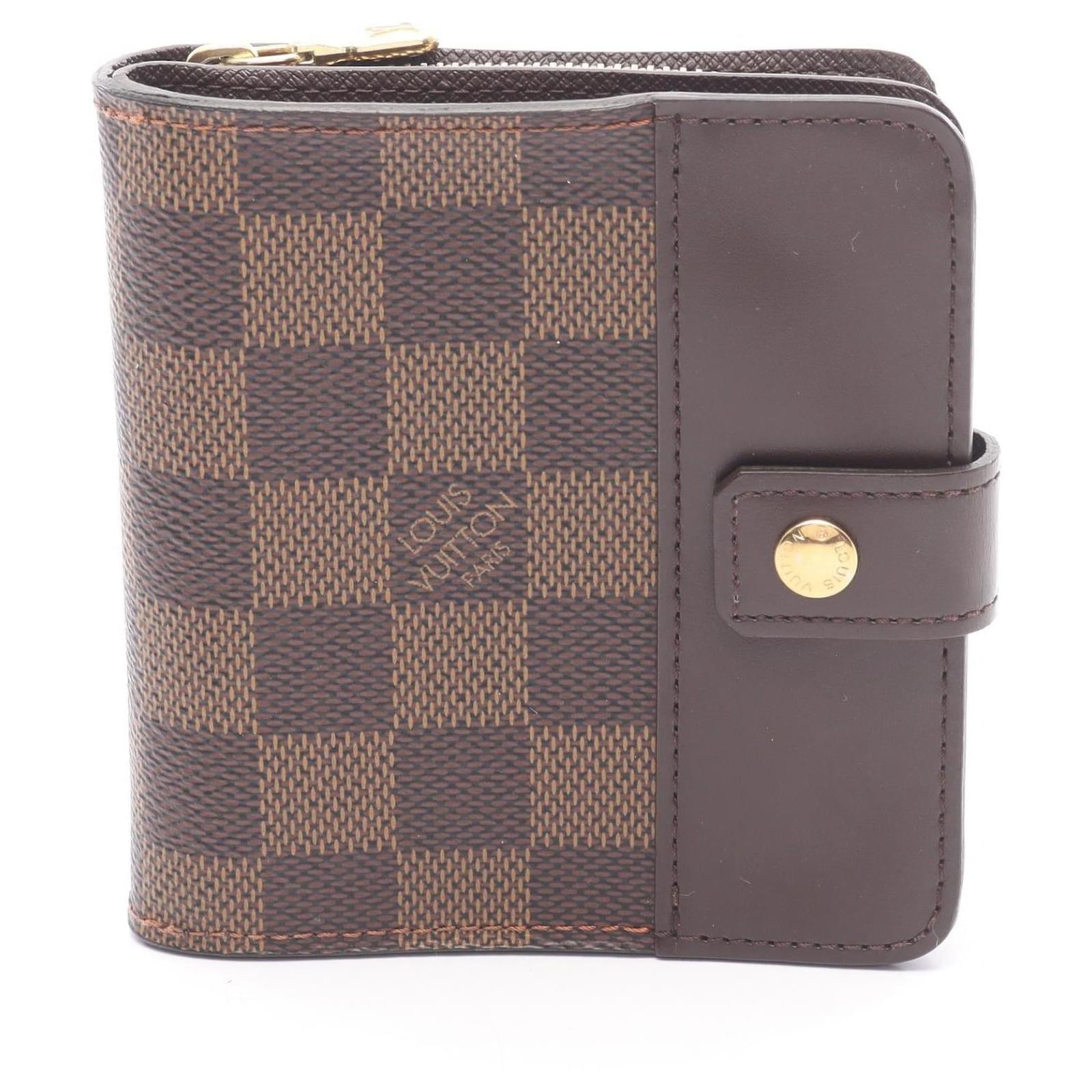 Louis Vuitton Compact Zip Damier Wallet Metallic Bronze Cloth  ref.2325951