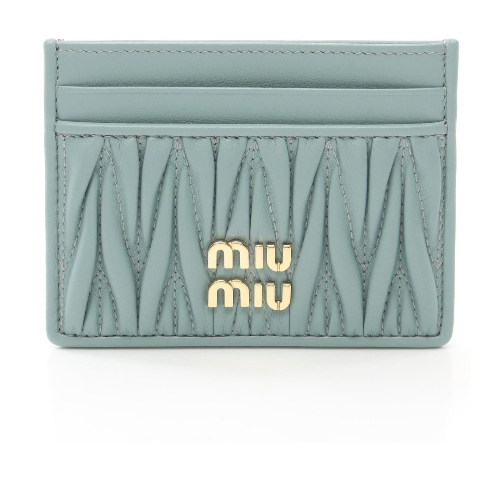 Miu Miu MATELASSE Leather Card Case Green  ref.2325916