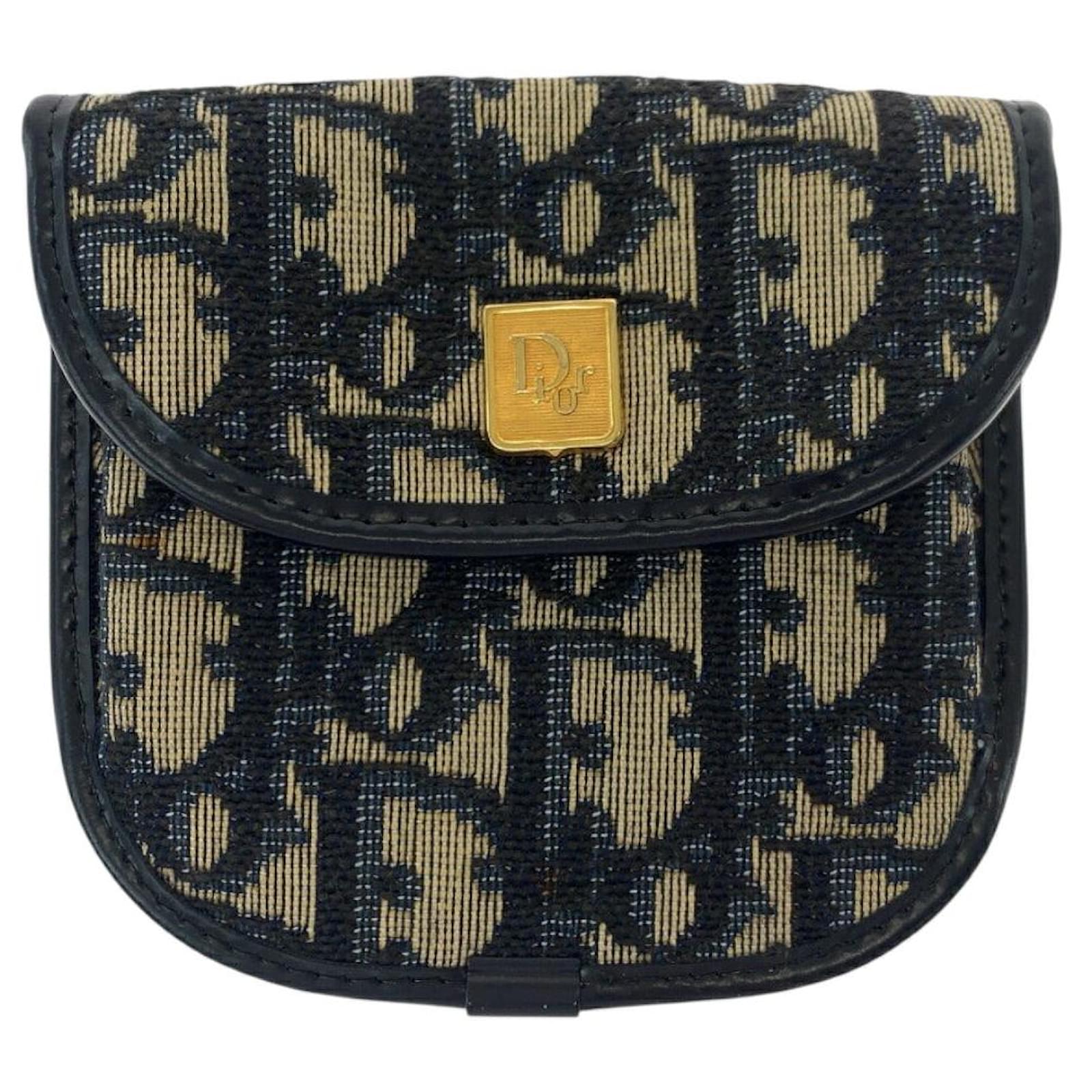 Christian Dior Dior Trotter Canvas Coin Case Blue Cloth  ref.2325855