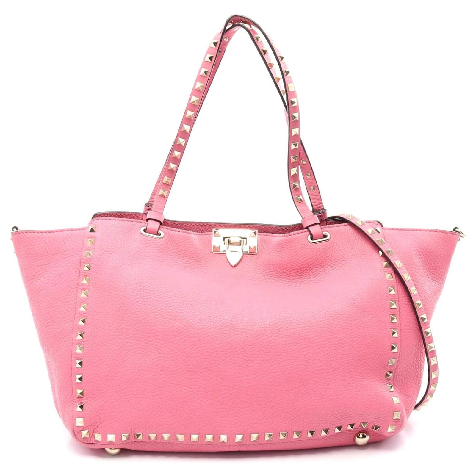 Valentino Garavani Valentino Rockstud Leather Tote Bag Pink Pony-style calfskin  ref.2325847