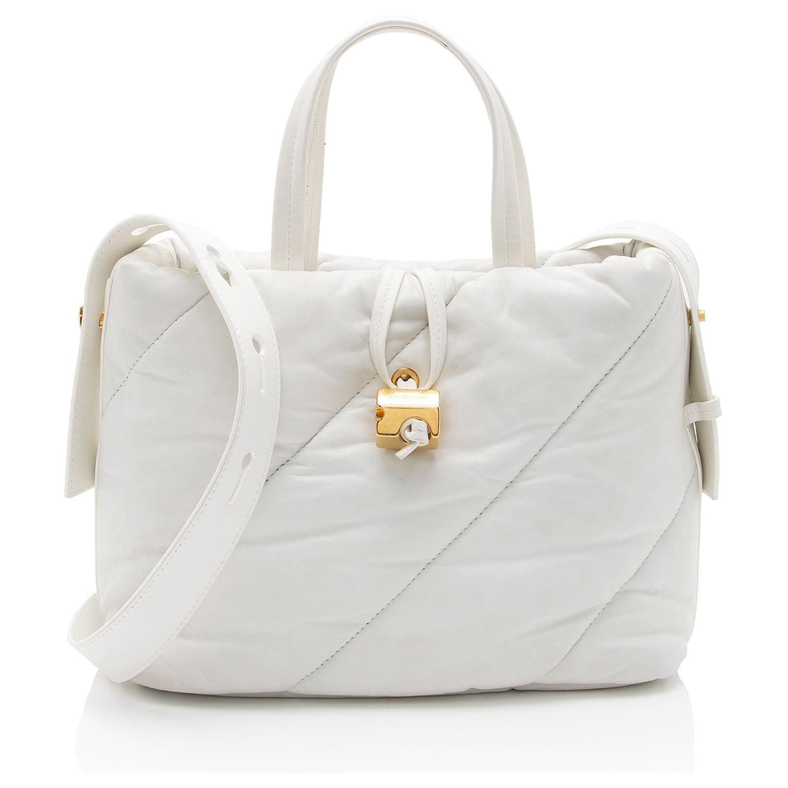 Off White Off-White Leather Nailed Zipped Tote  ref.2325789
