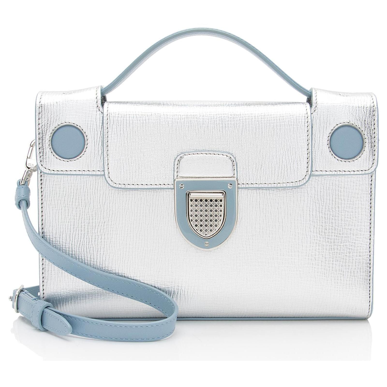 Dior Metallic Calfskin Diorever Top Handle Blue Leather Pony-style calfskin  ref.2325783