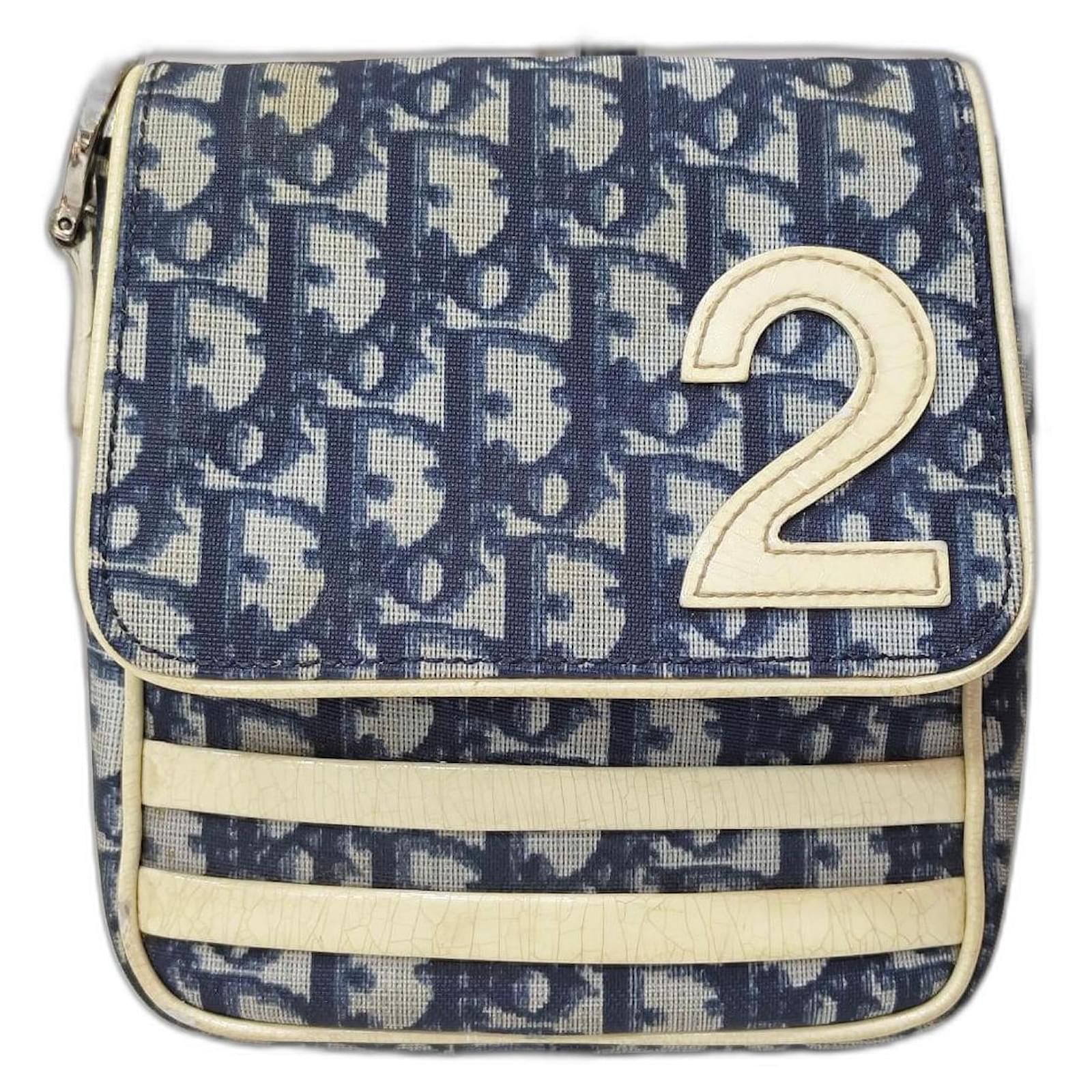Dior Saddlebags Cream Navy blue Cloth  ref.1766392