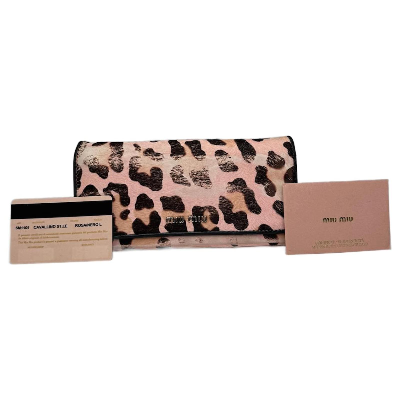 Vintage Miu Miu Fur leather wallet black pink  ref.2325569