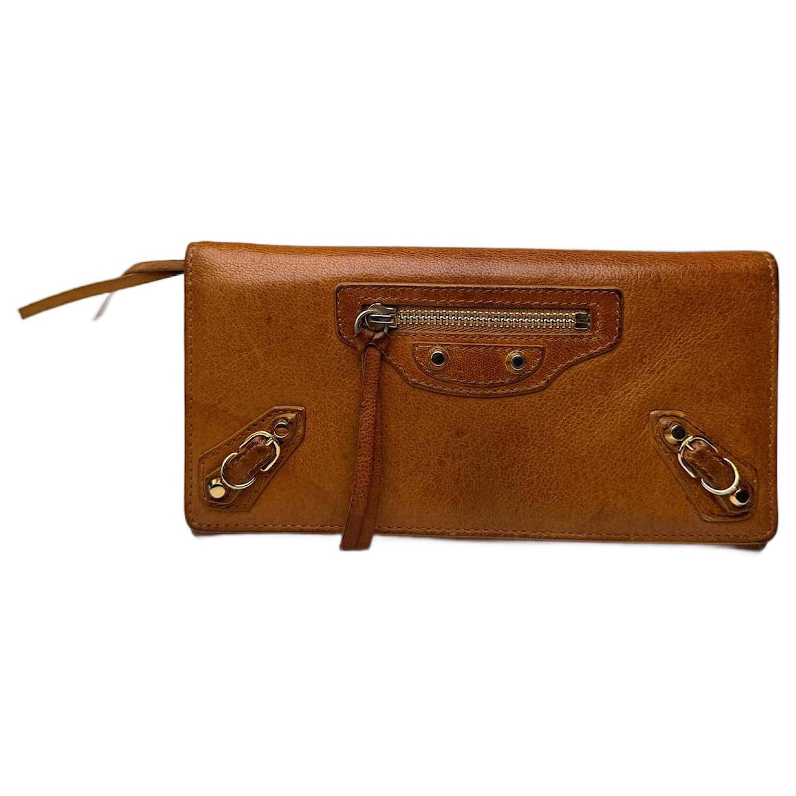 City Vintage Balenciaga leather wallet brown Orange  ref.2325565