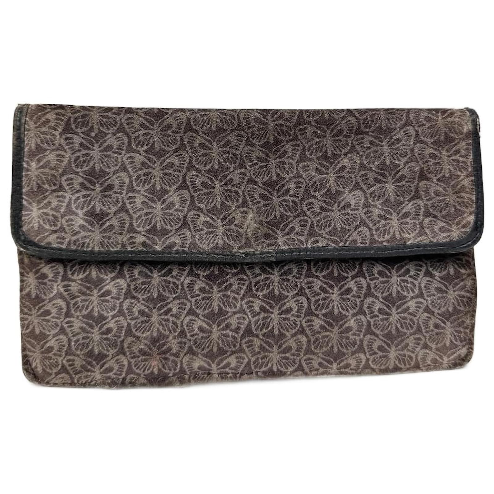 Vintage Bottega Veneta Wool monogram clutch butterfly Grey  ref.2325556