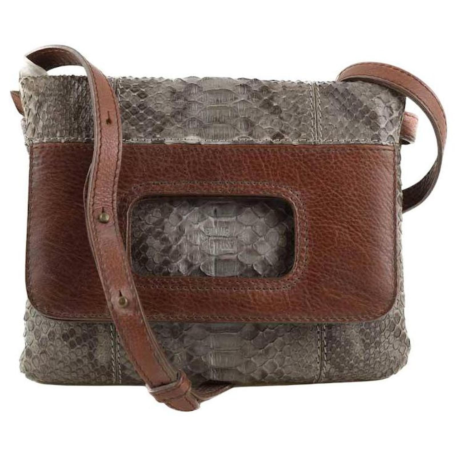 Jerome Dreyfuss Shoulder bag Grey Exotic leather  ref.2325541