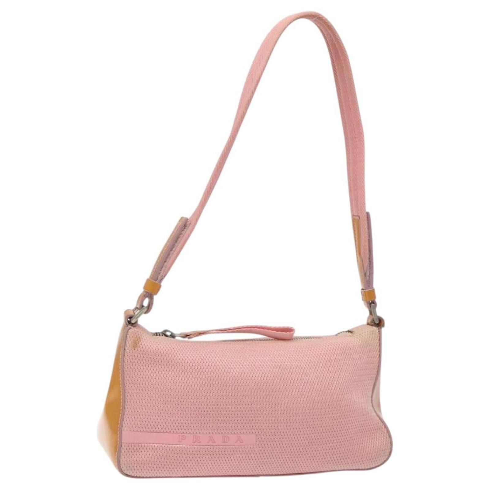 PRADA Sports Shoulder Bag Nylon Pink Silver Auth yk18521 Silvery  ref.2325485