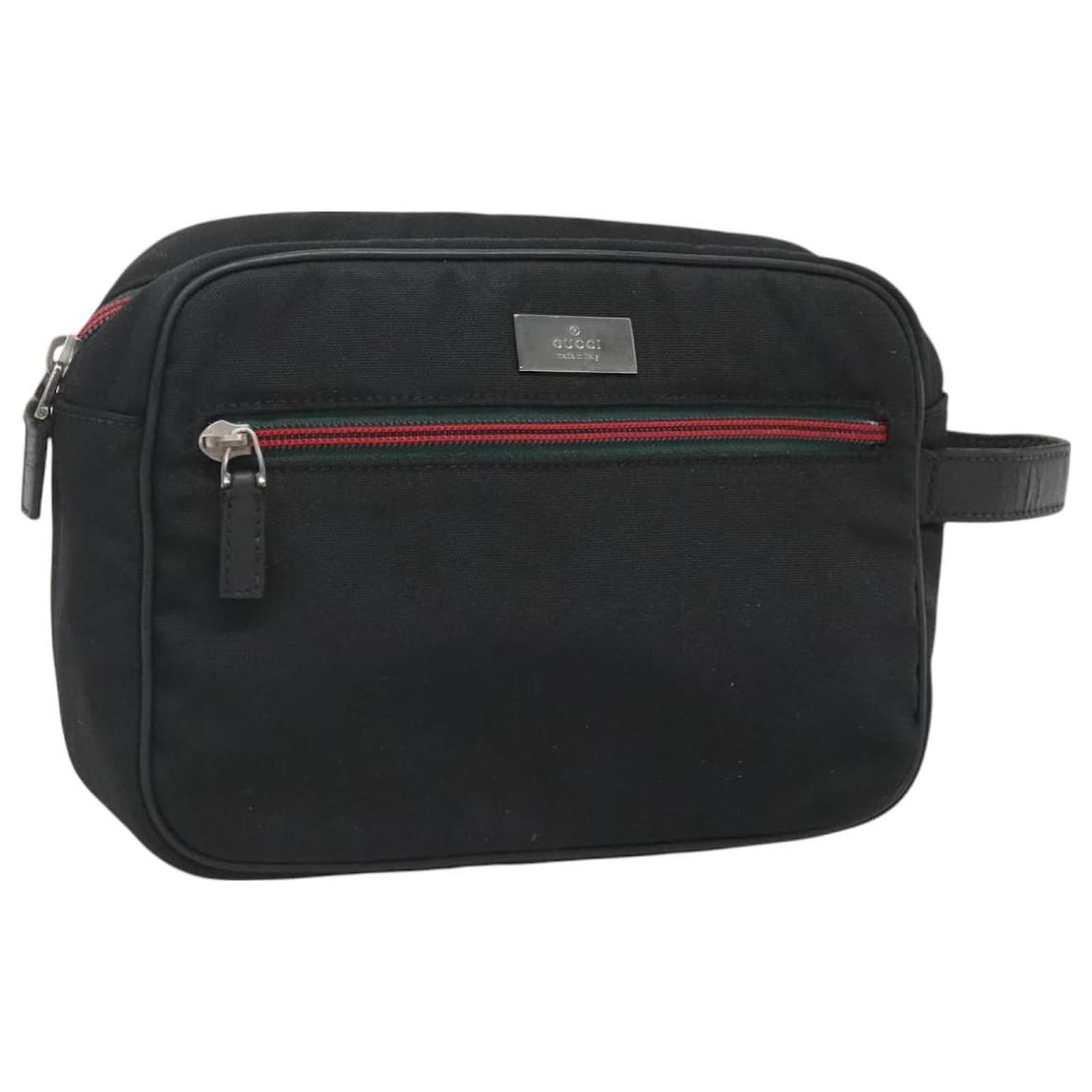 GUCCI Clutch Bag Nylon Black Silver 131224 Auth hk2860 Silvery  ref.2325429