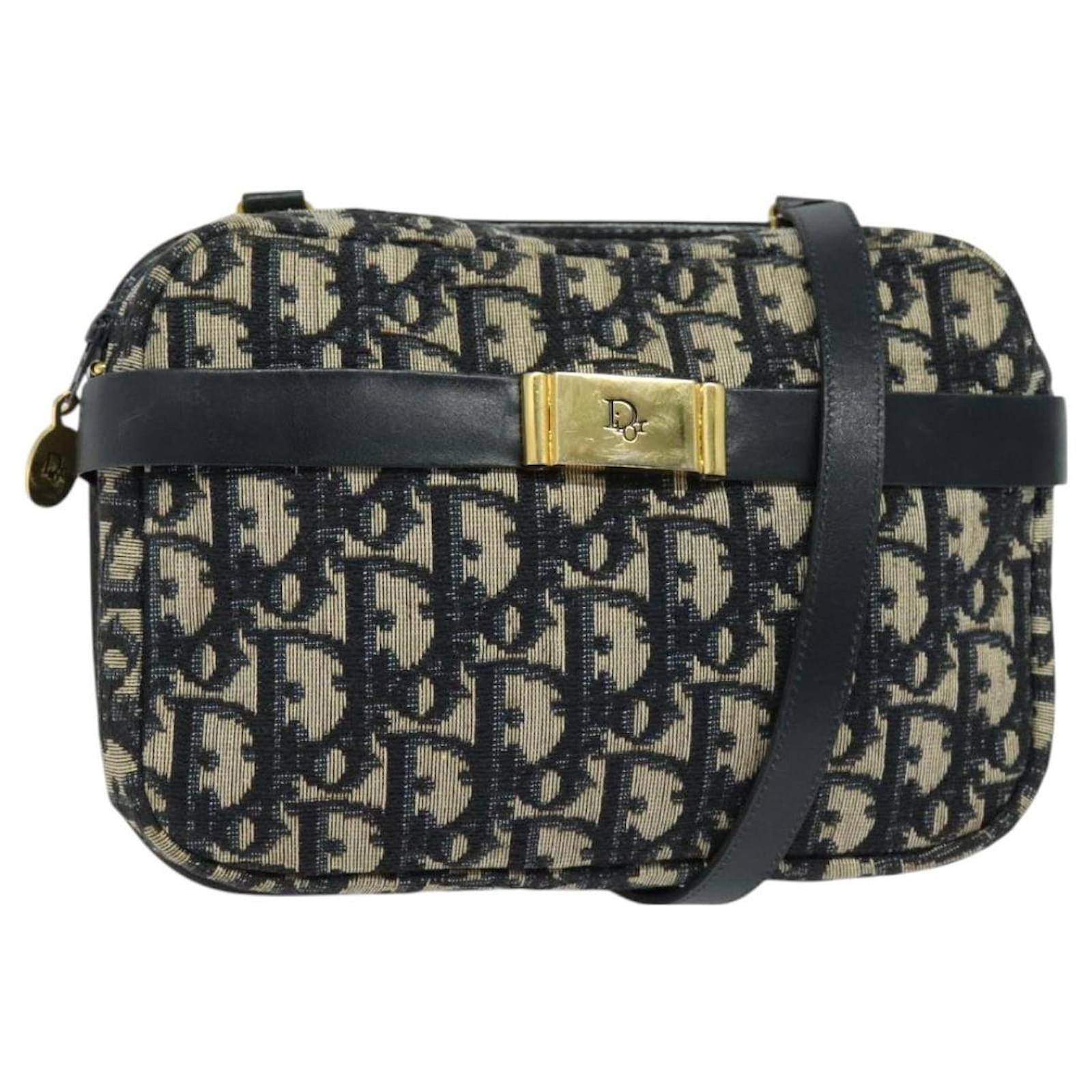 Christian Dior Trotter Canvas Shoulder Bag Navy Gold Auth 127500 Golden Navy blue  ref.2325409