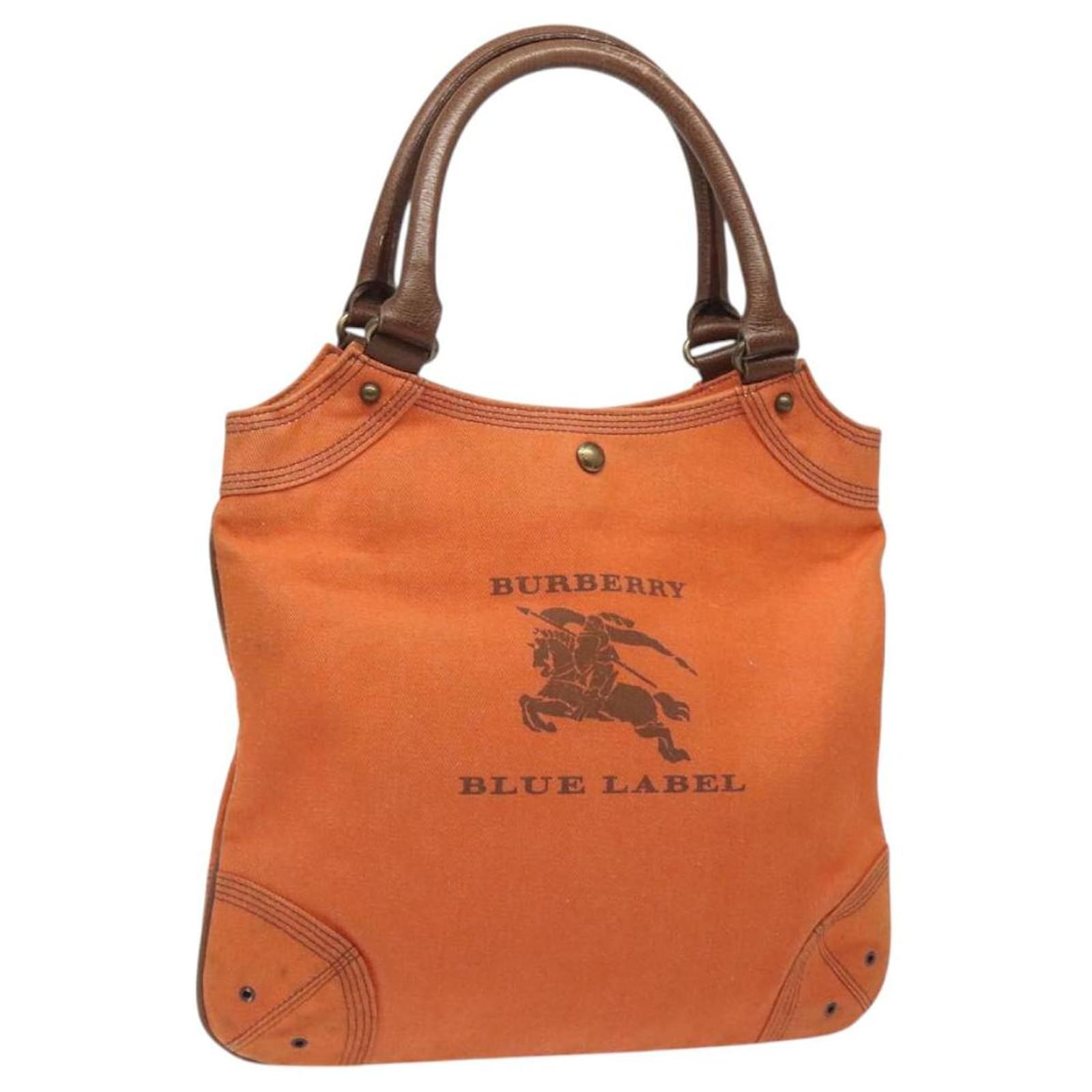 BURBERRY Blue Label Boston Bag Canvas Leather Orange Auth bs26695 Cloth  ref.2325376