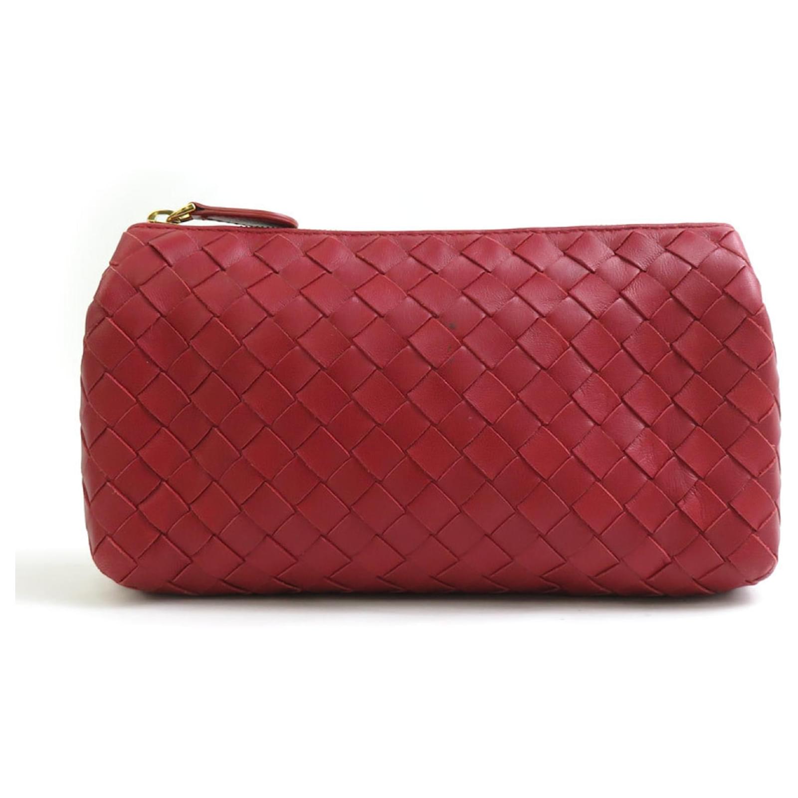 Bottega Veneta Red Intrecciato Pouch Leatherette  ref.2325296