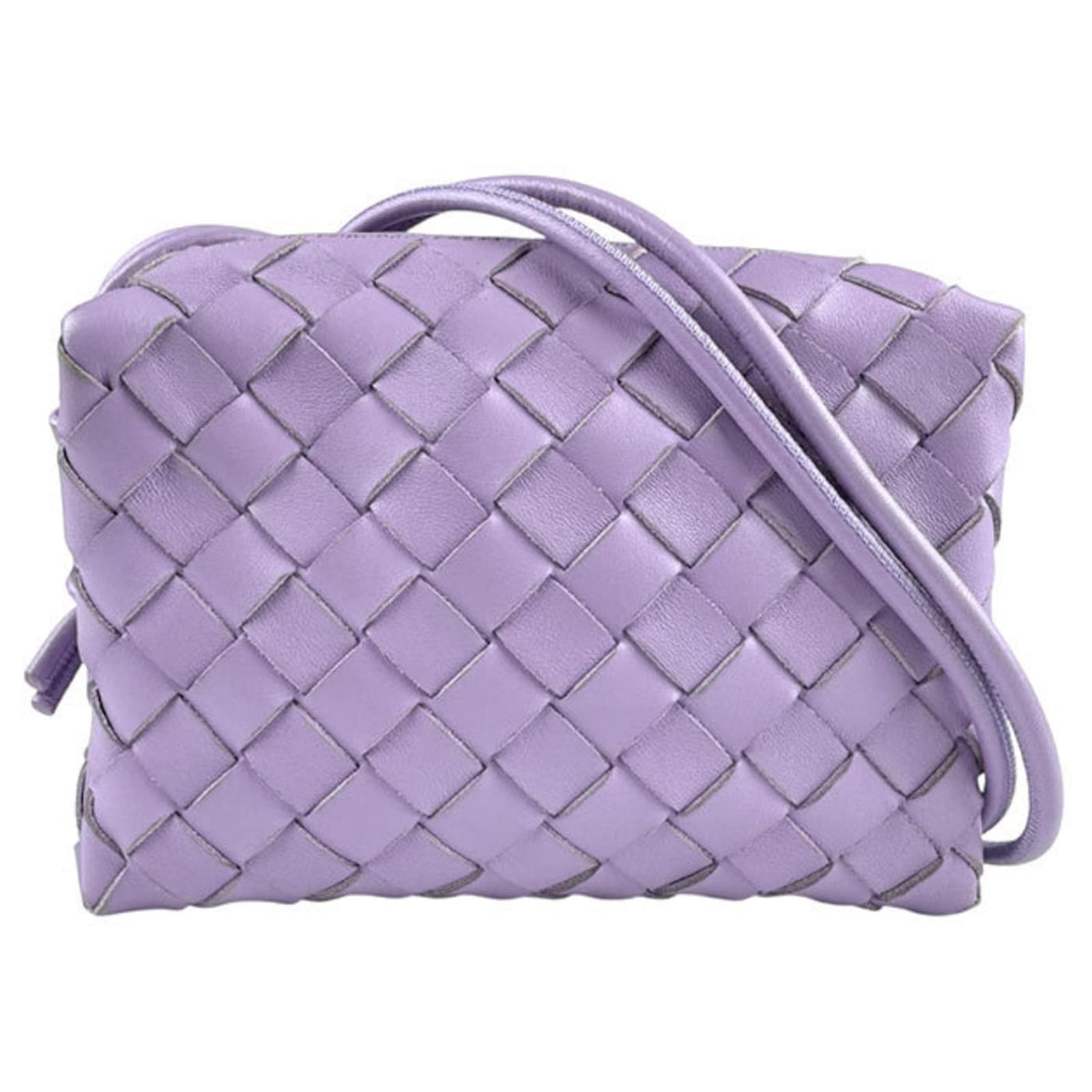 Bottega Veneta Purple Intrecciato Mini Loop Camera Shoulder Bag Leatherette  ref.2325294