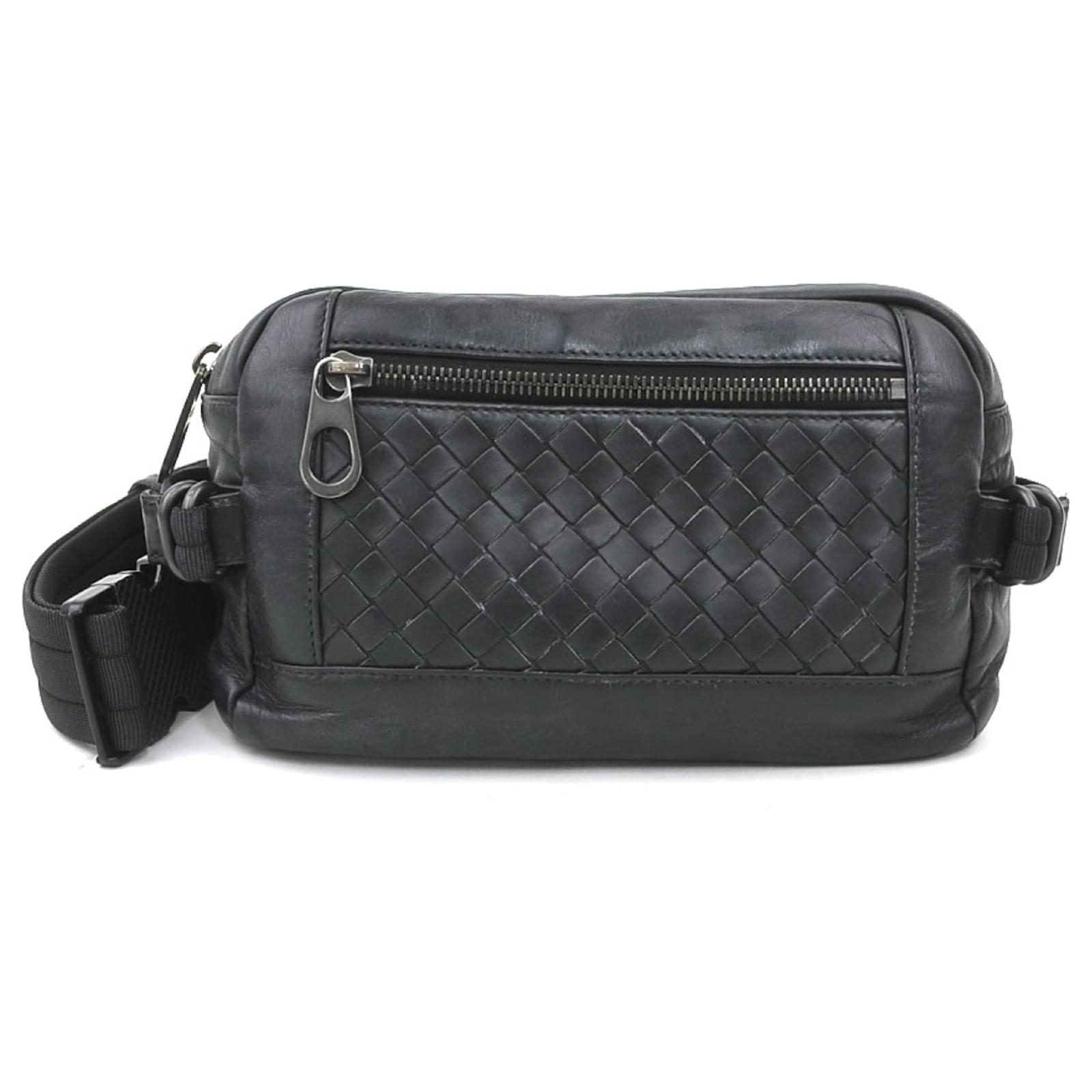 Bottega Veneta Intrecciato Leather Fanny Pack Black Leatherette  ref.2325291