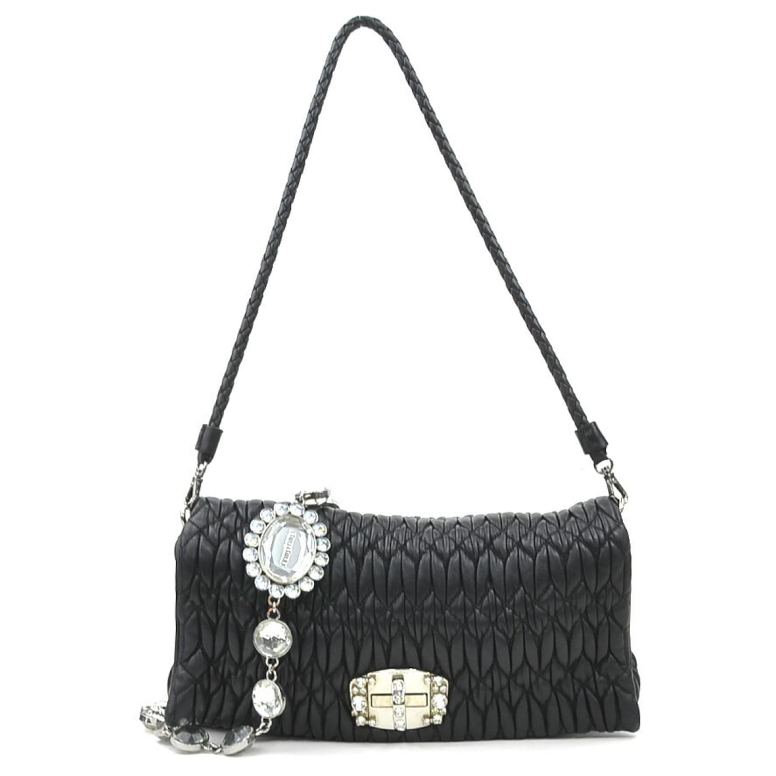 Miu Miu Black Matelasse Leather Shoulder Bag  ref.2325288