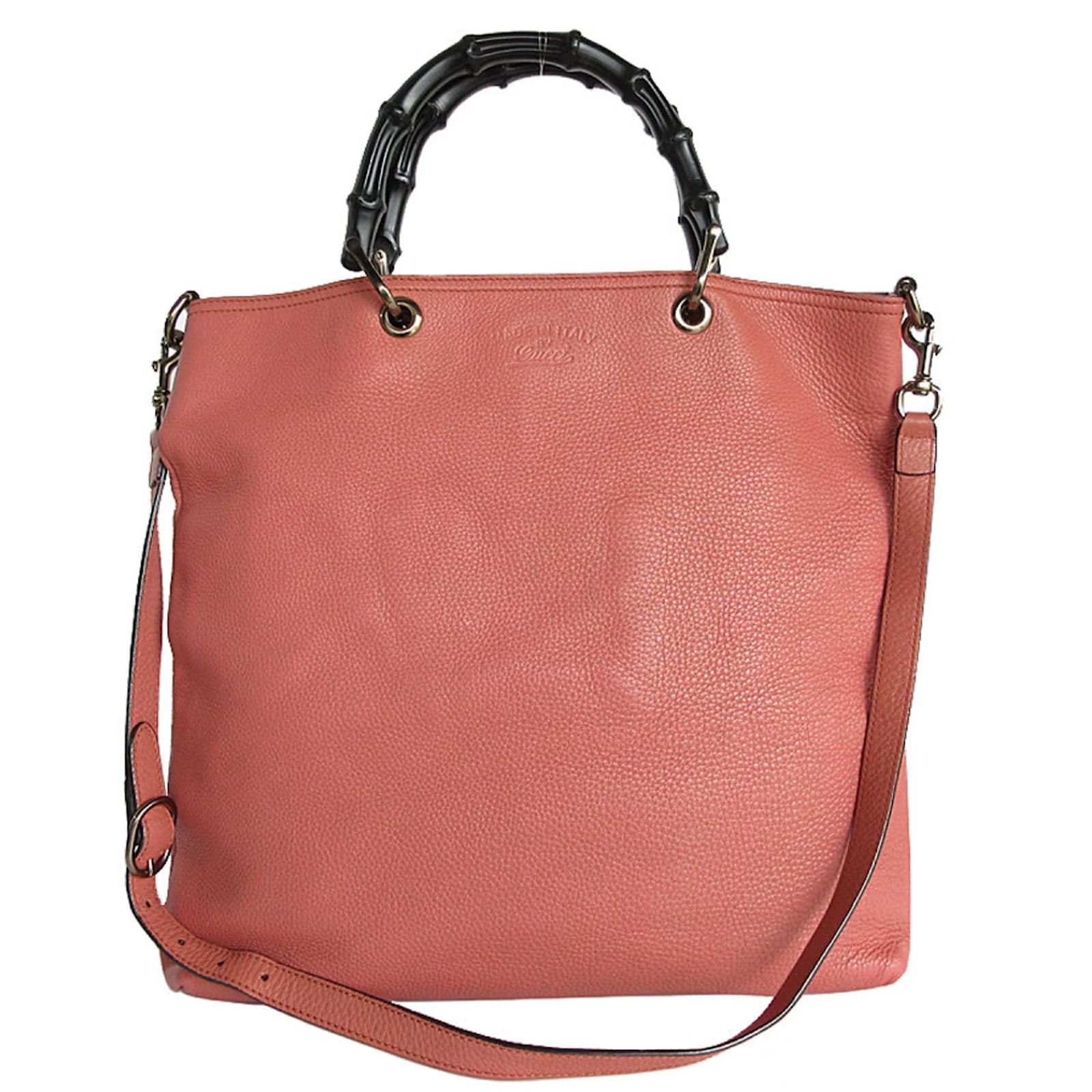 Gucci Bamboo Leather Handbag Brown Pink  ref.2325248