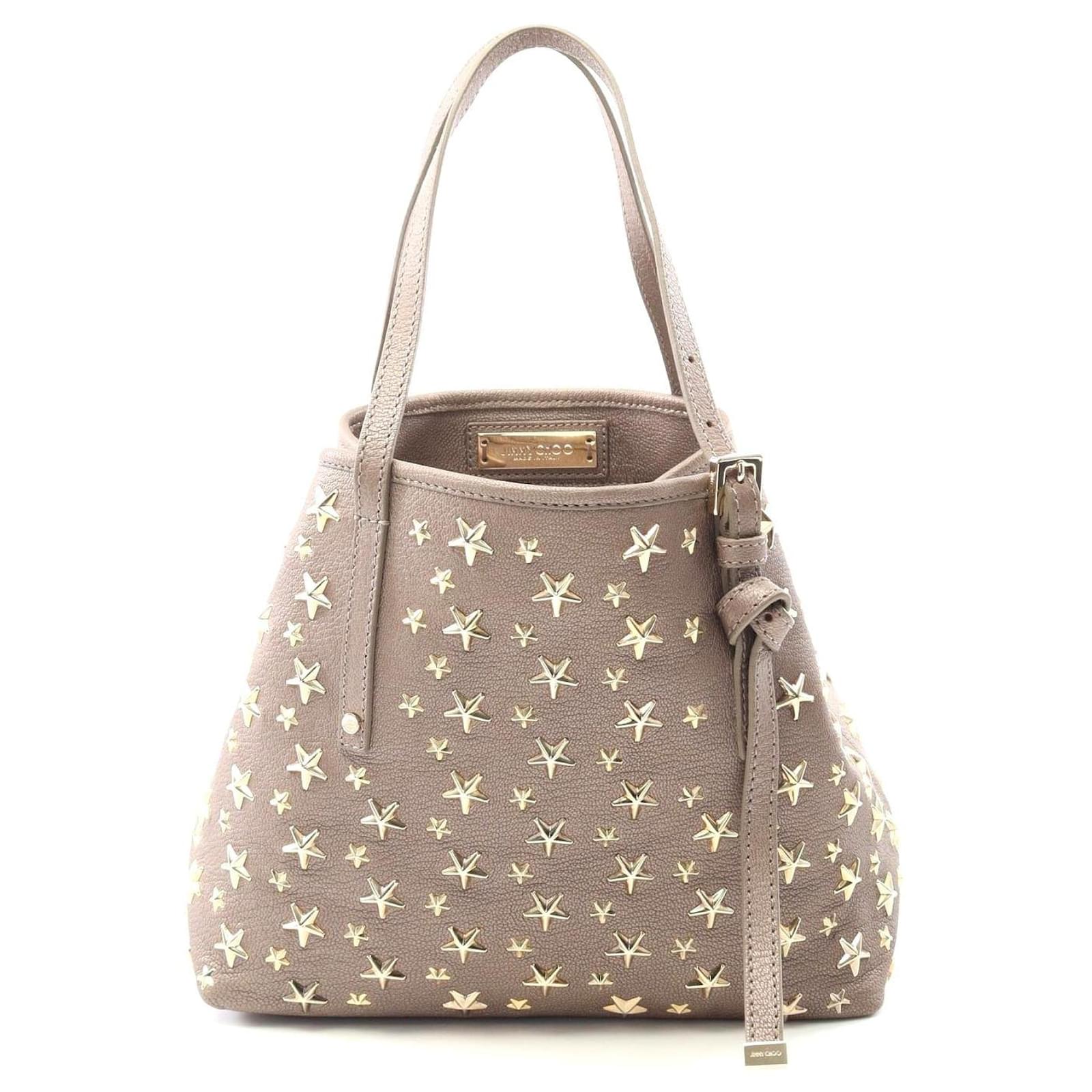 Jimmy Choo SASHA S Leather Tote Bag Brown Beige Pony-style calfskin  ref.2323187