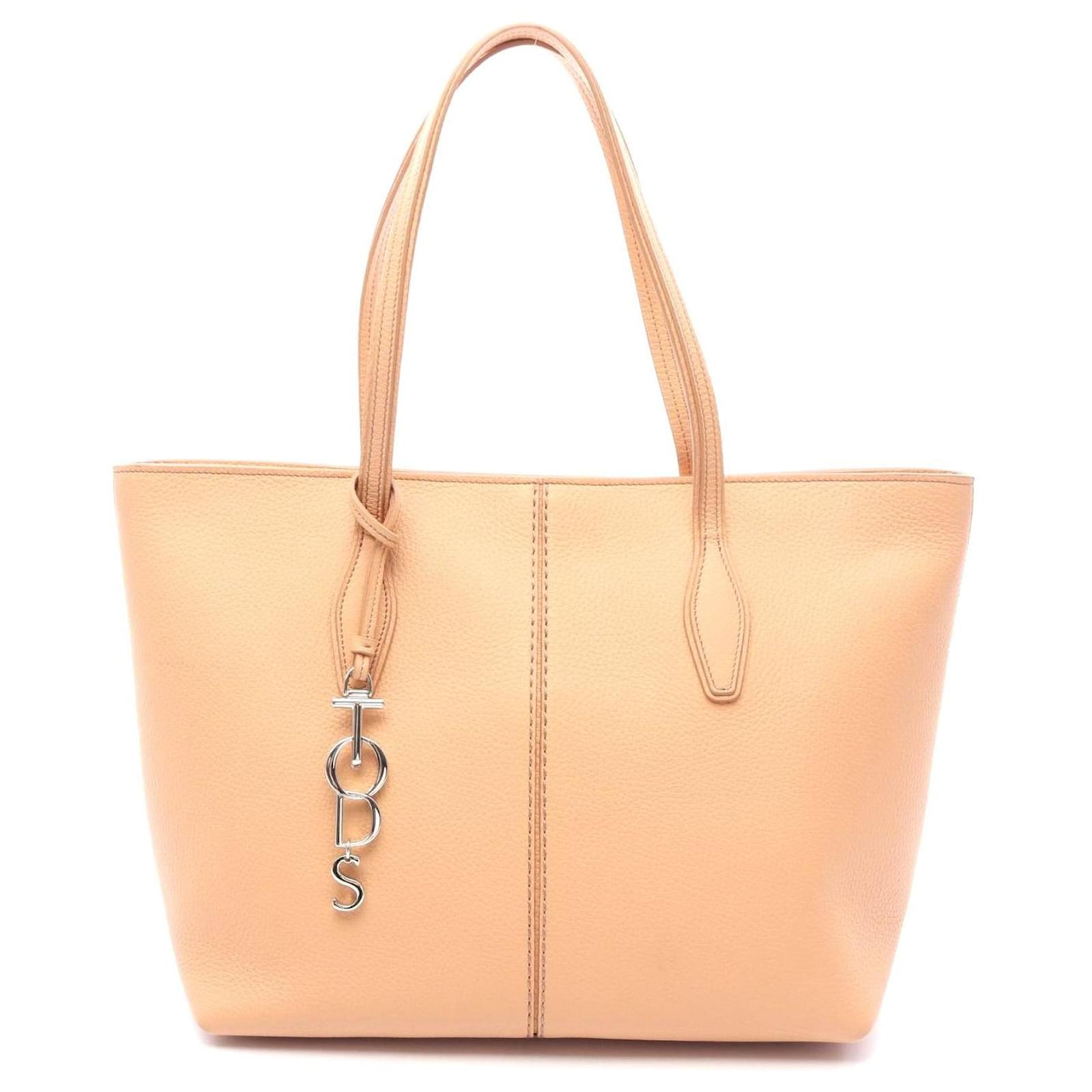Tod's Joy Leather Tote Bag Beige Brown Pony-style calfskin  ref.2323176
