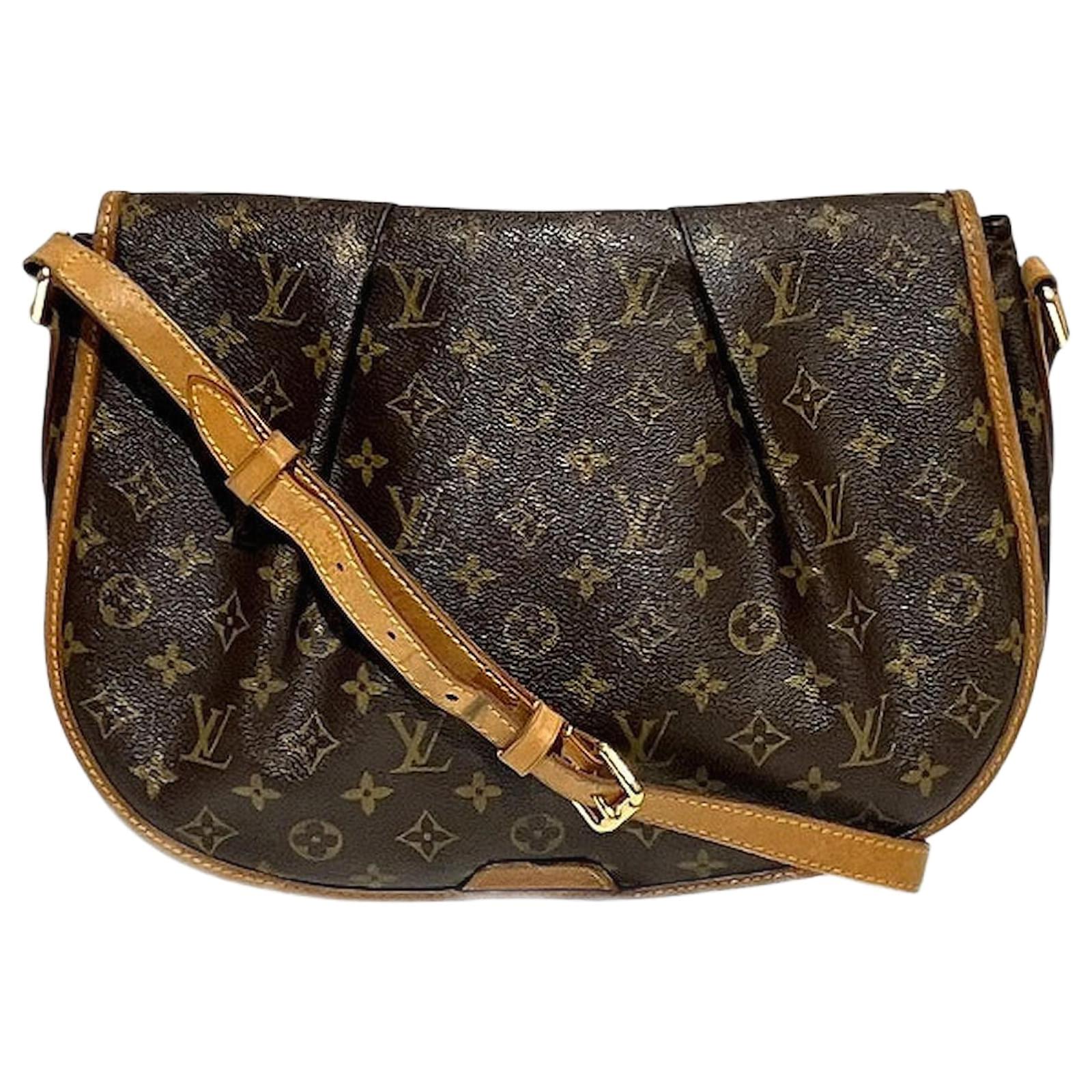 Louis Vuitton Menilmontant Monogram Shoulder Bag Brown Cloth  ref.2323172