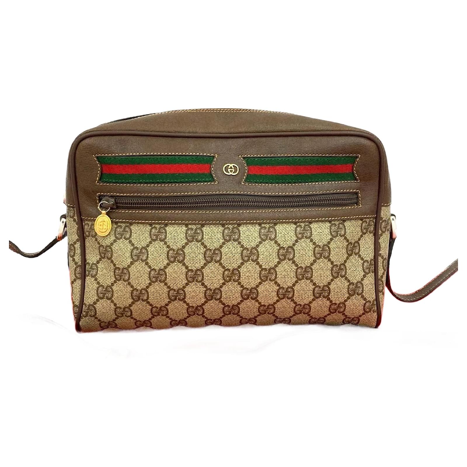 Gucci Old Gucci GG Logo PVC Leather Shoulder Bag Brown  ref.2323142