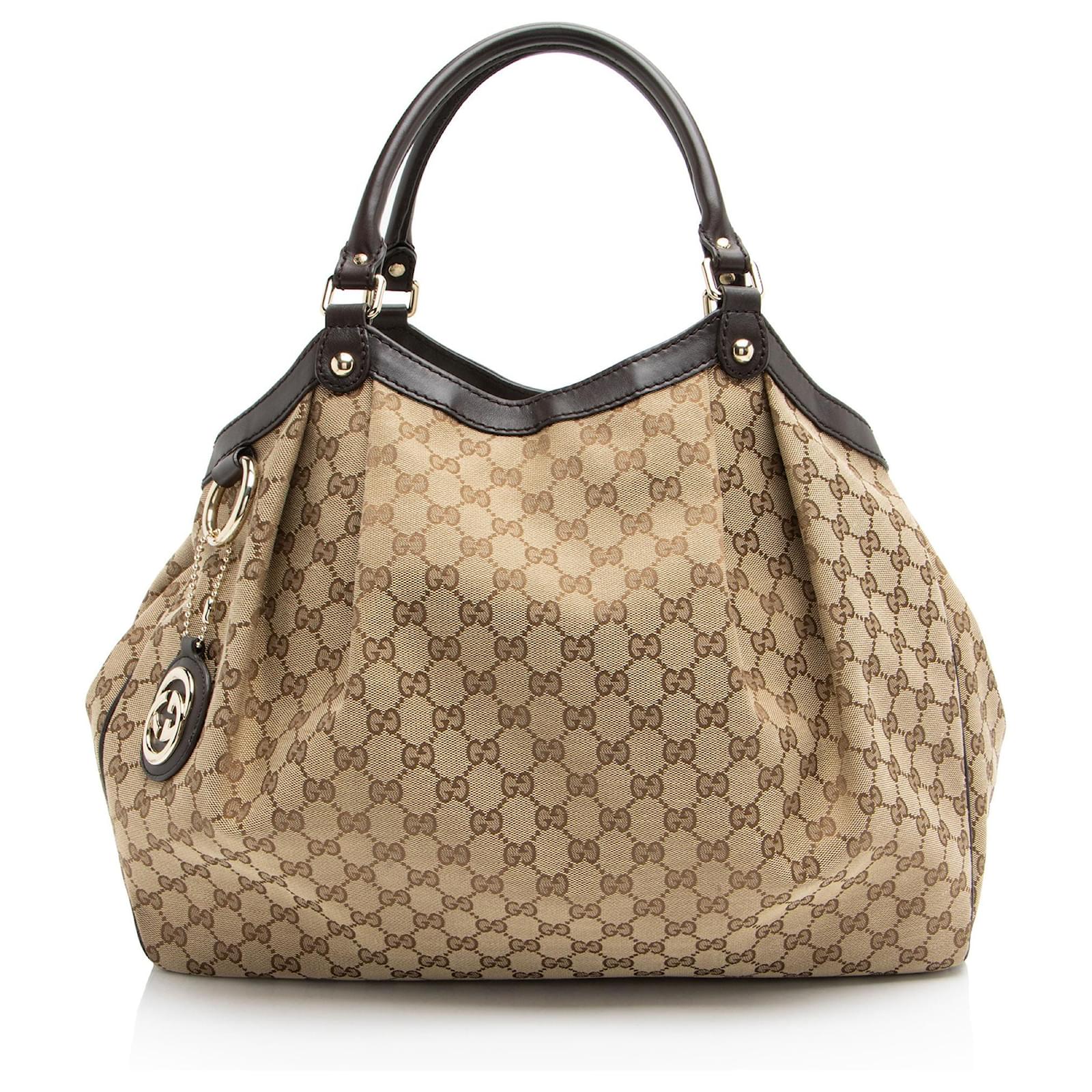 Gucci GG Canvas Sukey Large Tote Brown Beige Leather  ref.2323141