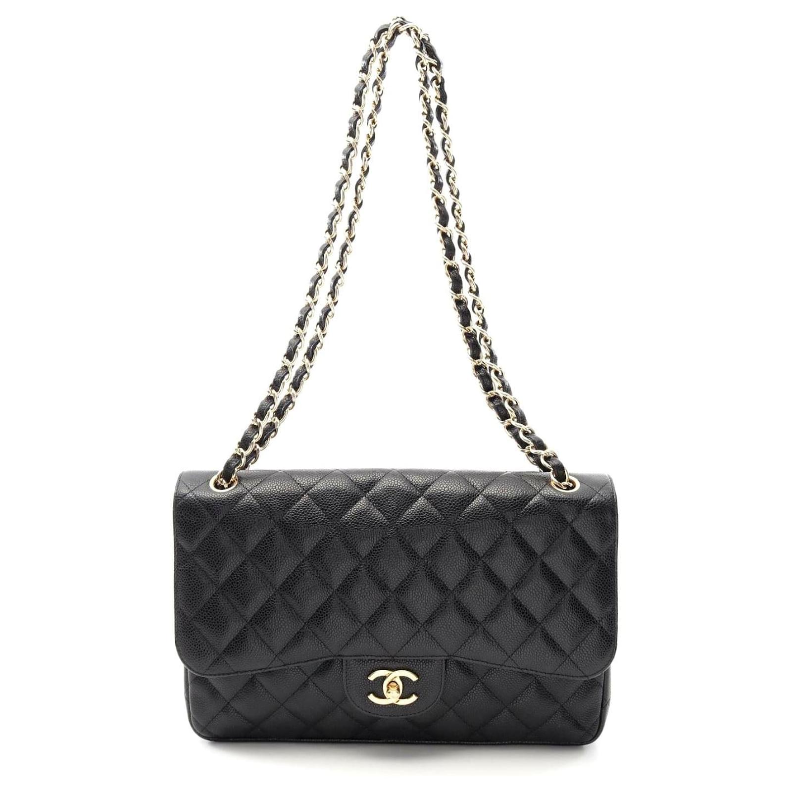 Chanel Large Classic Flap Shoulder Bag Black Leather Pony-style calfskin  ref.2323084