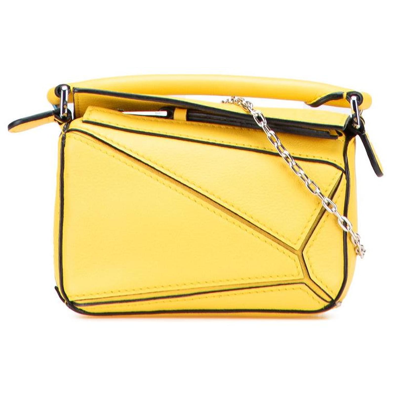 Loewe Puzzle Bag Leather 2way Bag Yellow  ref.2323057