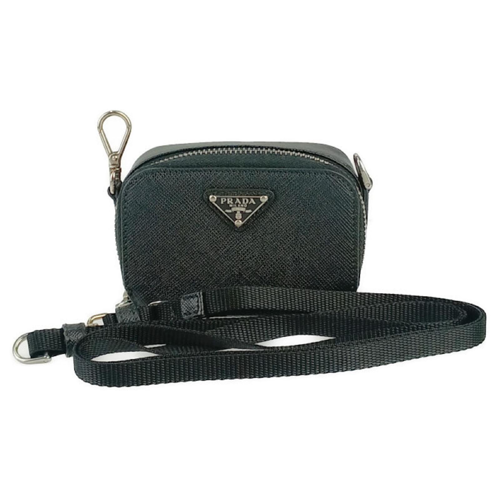 Prada Saffiano Mini Shoulder Pouch Black Leather  ref.2322898